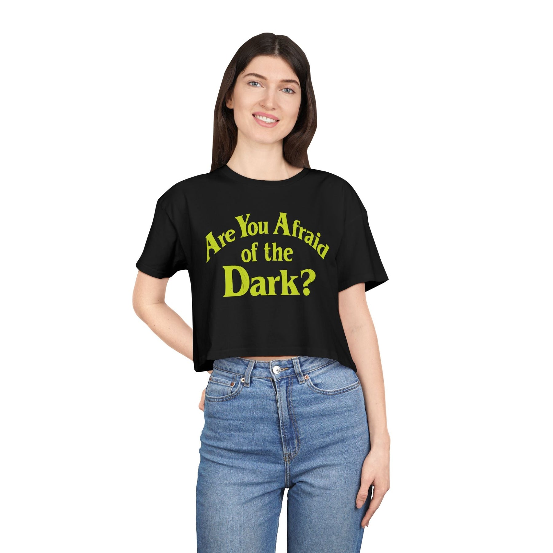 Are You Afraid of the Dark Crop Top - Goth Cloth Co.T-Shirt19657433471549042565