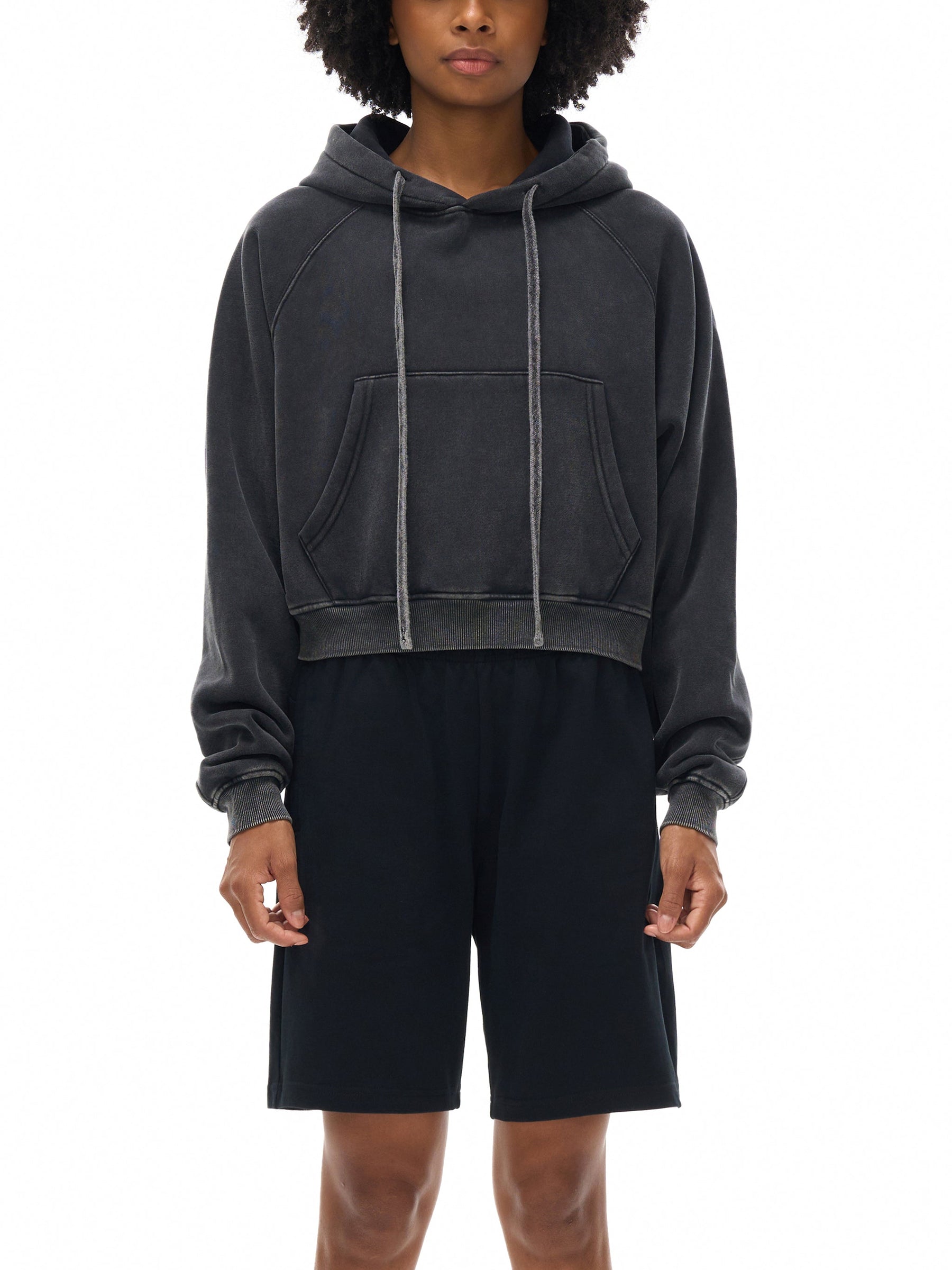 Basic B Grunge Wash Cropped Hoodie - Goth Cloth Co.251001PODBD0338013
