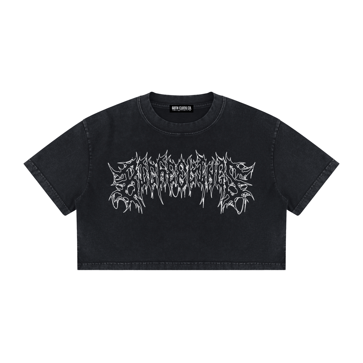 Big Feelings Metal Font Mineral Wash Crop Top - Goth Cloth Co.260716PODAA1684001