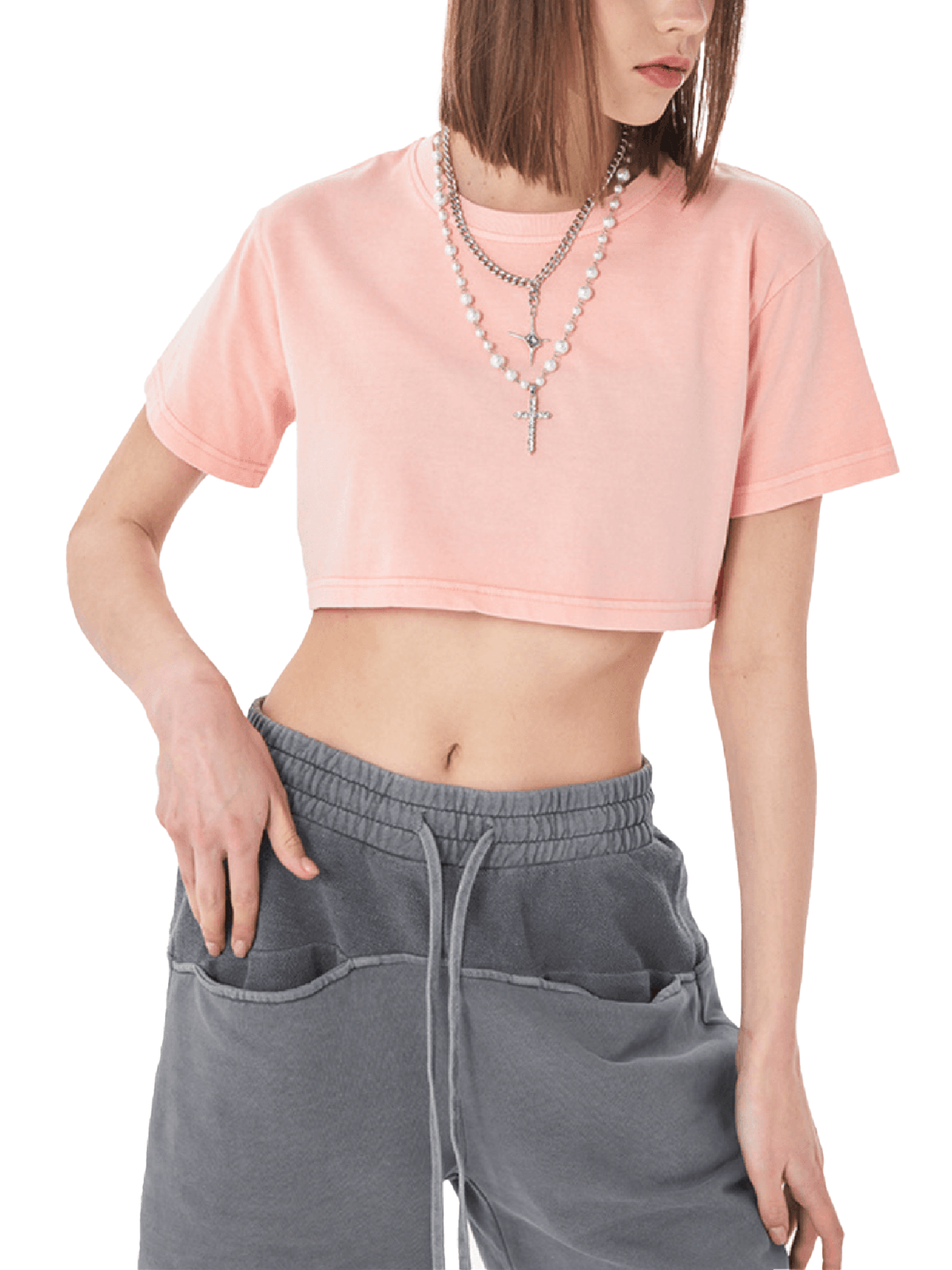 Big Feelings Metal Font Snow Washed Crop Top