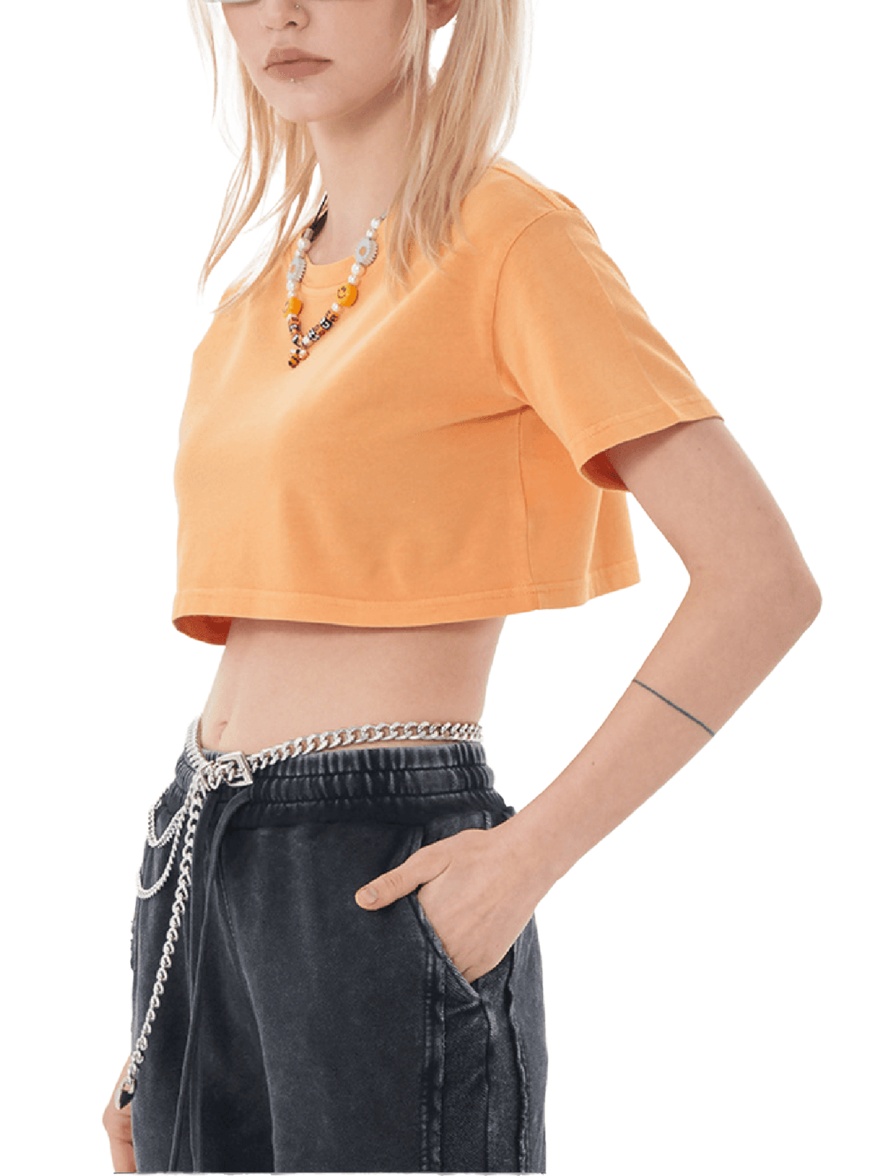 Big Feelings Metal Font Snow Washed Crop Top