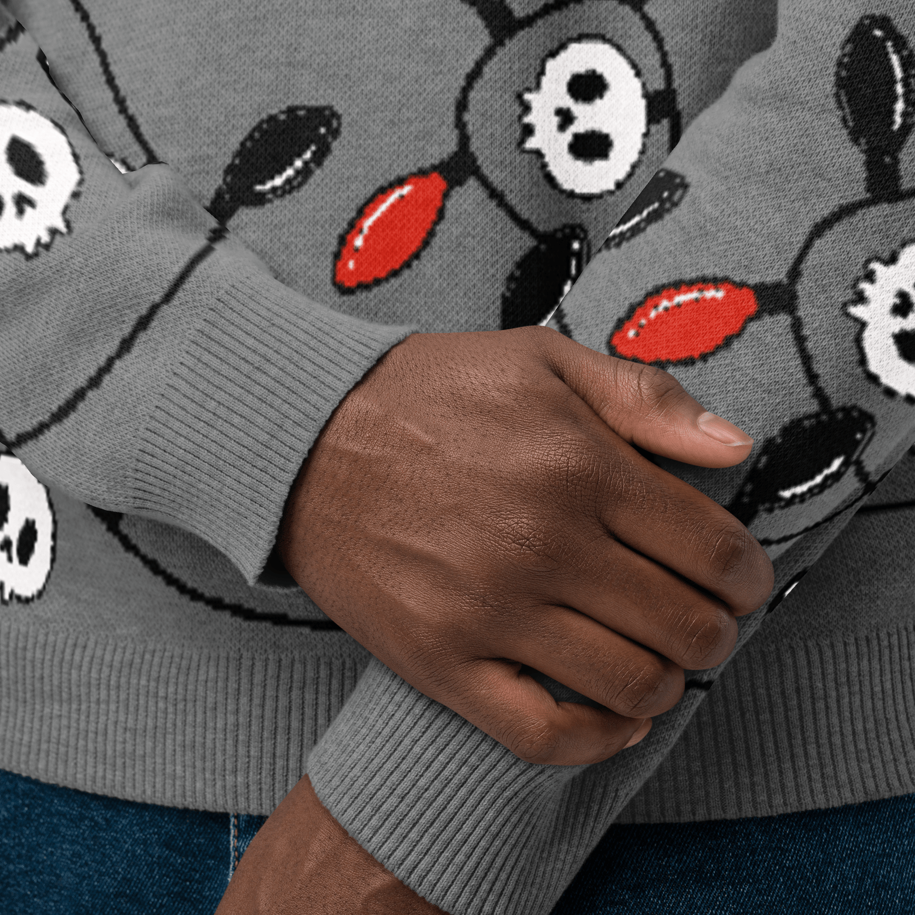 Boney & Bright Grey Knit Crewneck Sweater - Goth Cloth Co.4571380_19638