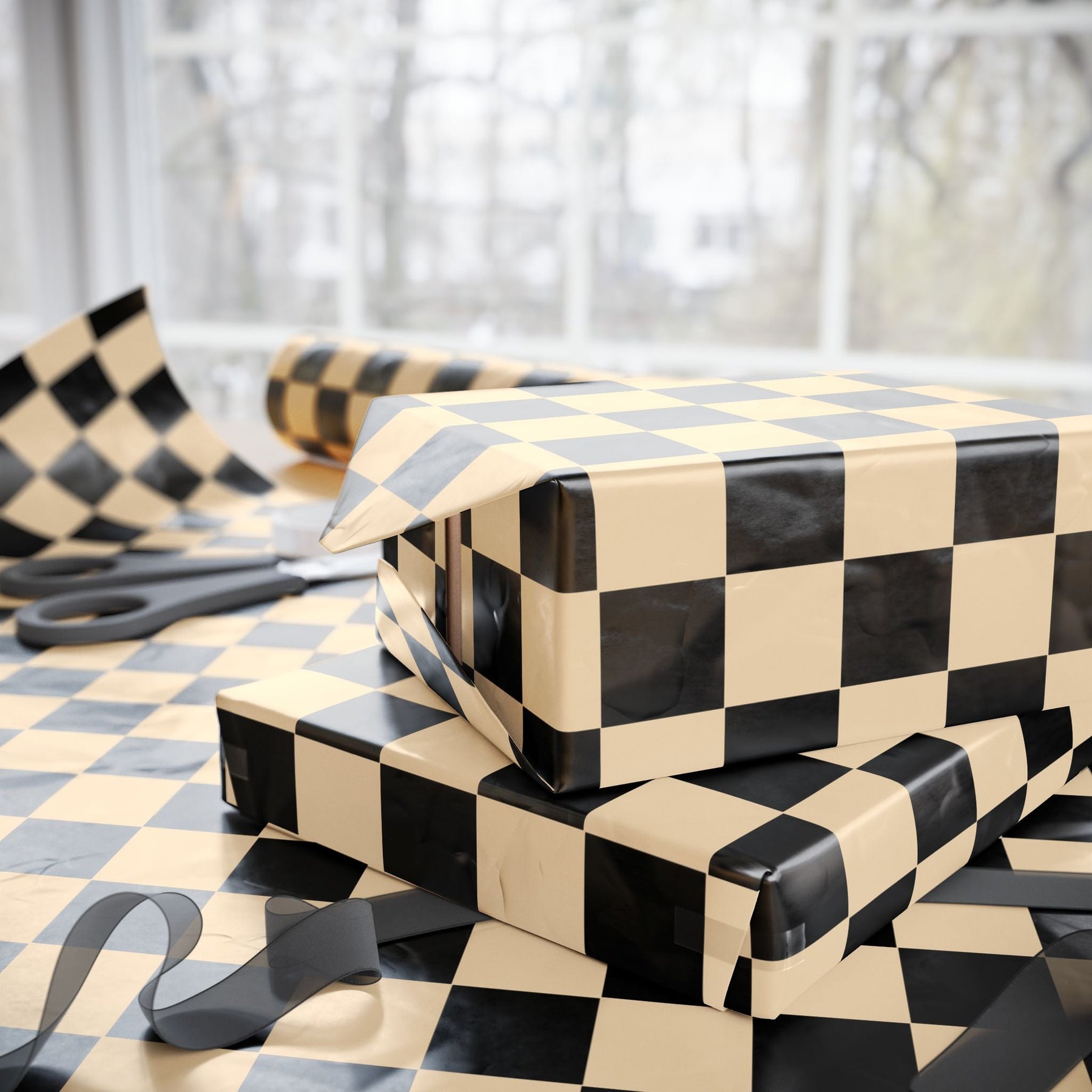 Brown Checkerboard Punk Gift Wrap - Goth Cloth Co.Home Decor32522446498781470577