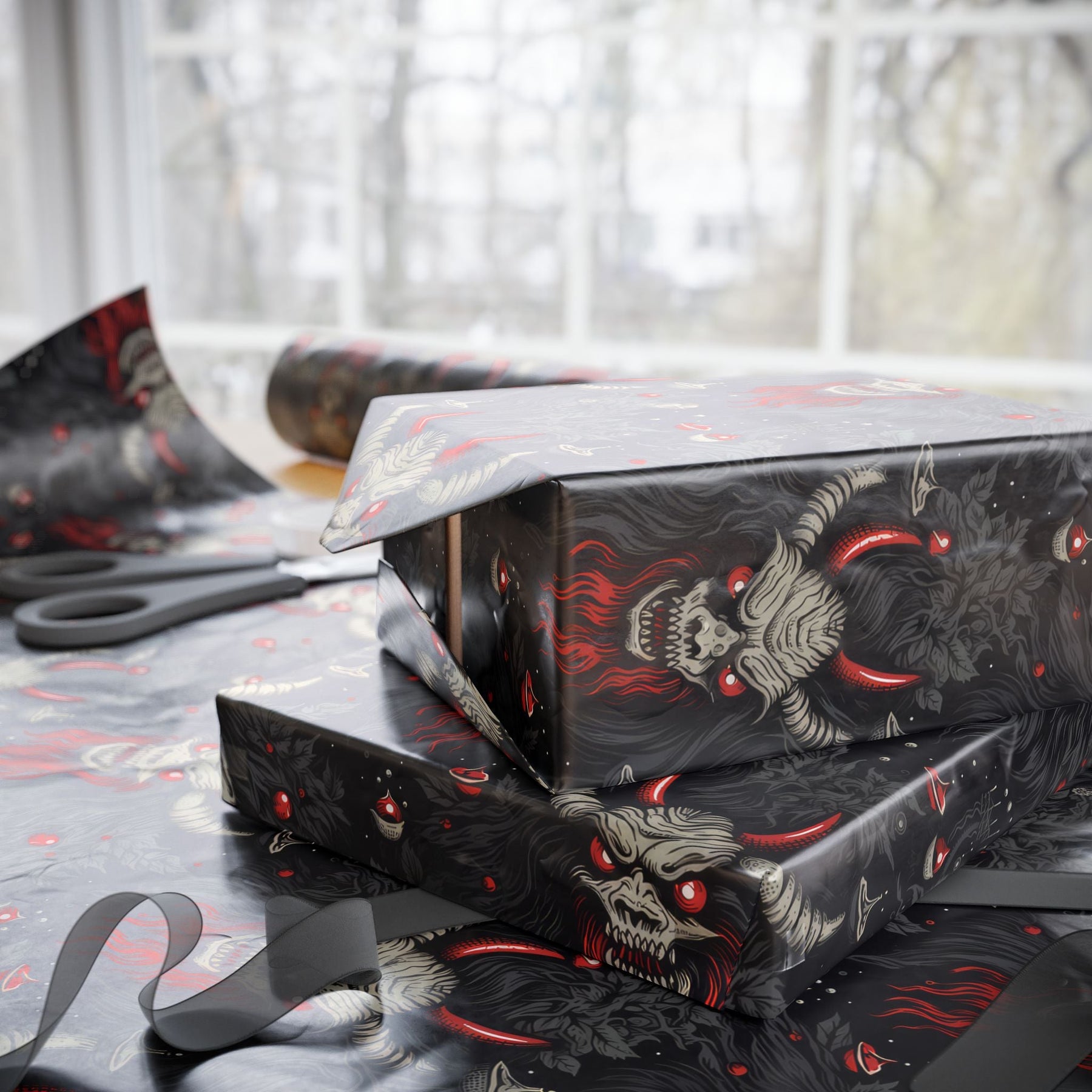 Cartoon Krampus Spooky Gift Wrap - Goth Cloth Co.Home Decor27198758395984940504