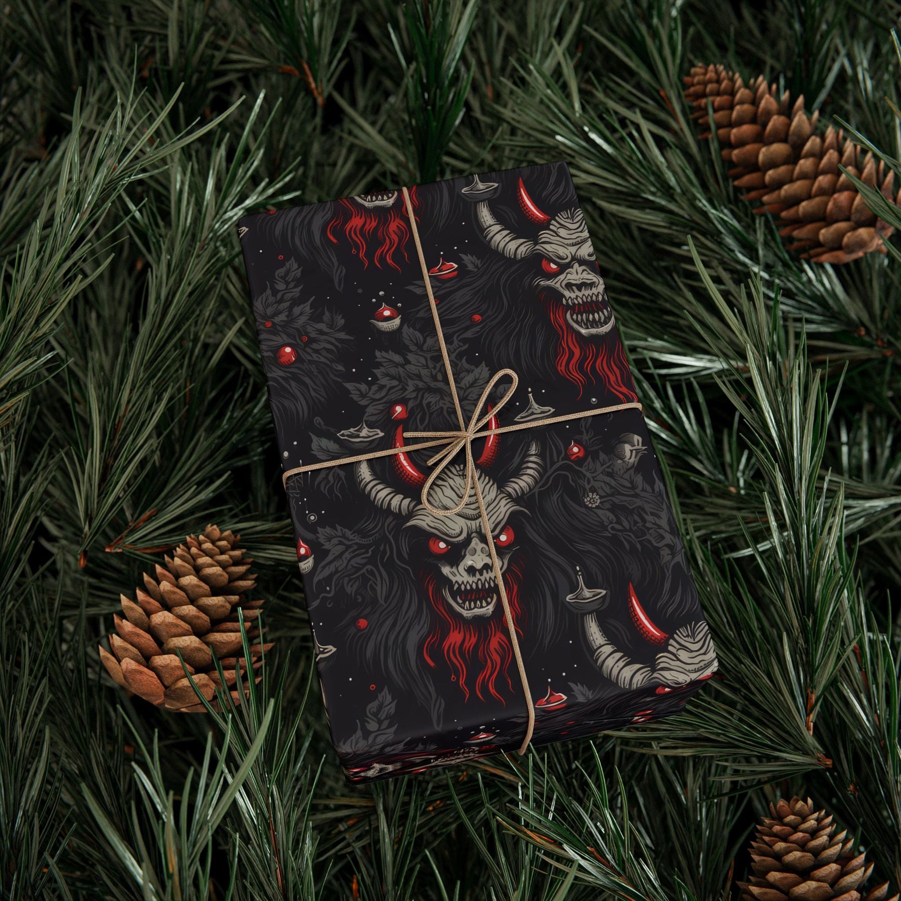 Cartoon Krampus Spooky Gift Wrap - Goth Cloth Co.Home Decor27198758395984940504