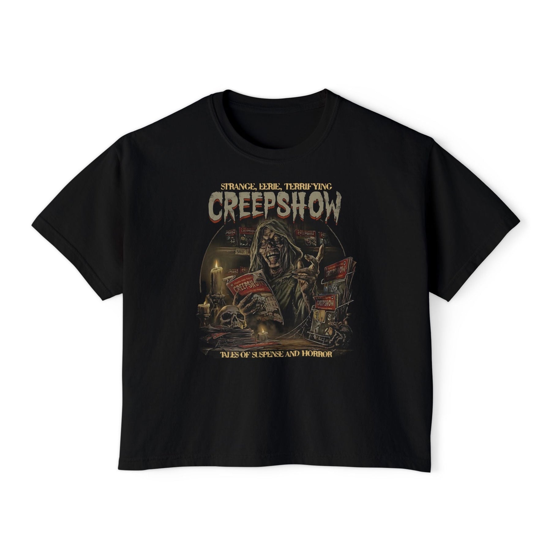 Creepshow Vintage Oversized Boxy Crop Top - Goth Cloth Co.T-Shirt28052518679100047604