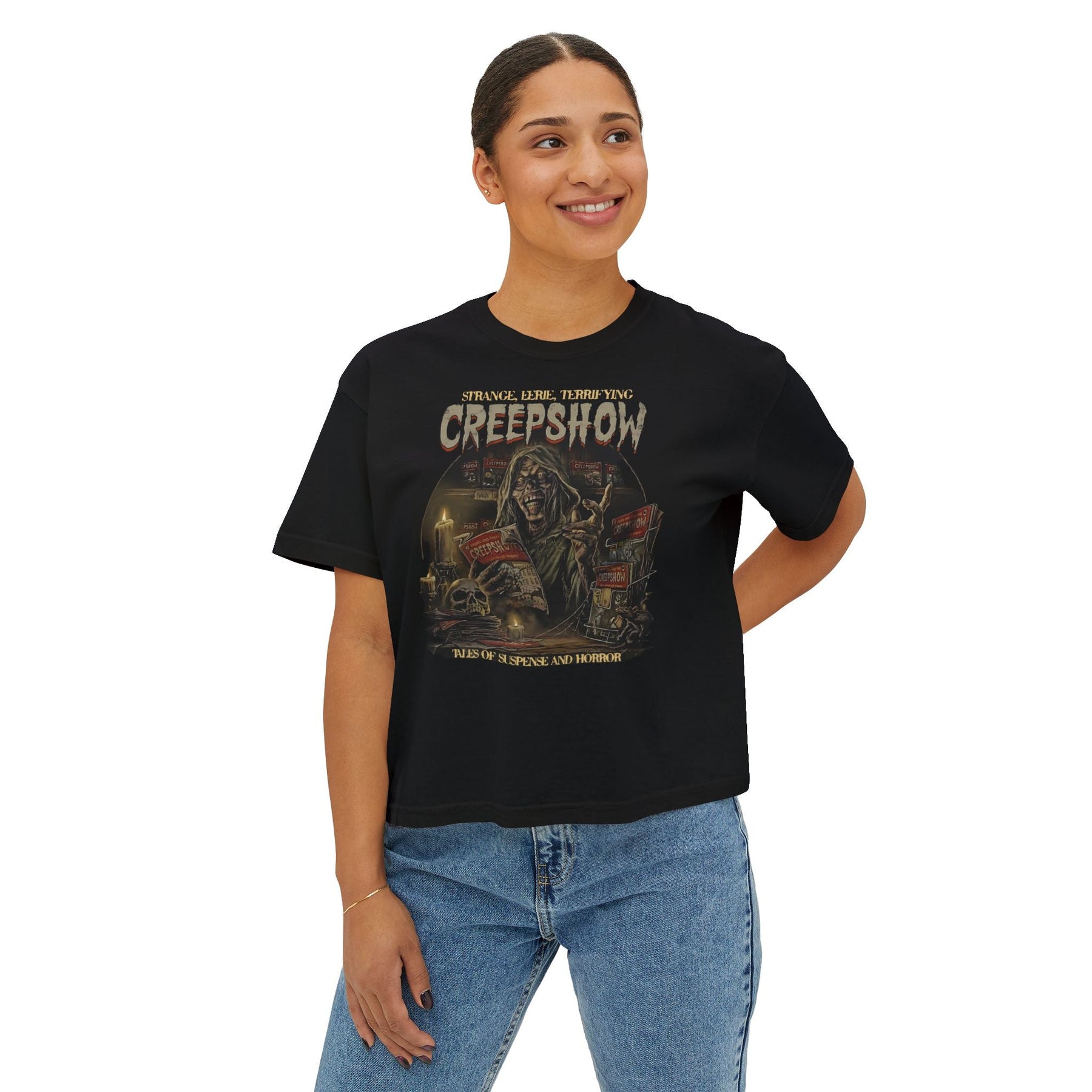 Creepshow Vintage Oversized Boxy Crop Top - Goth Cloth Co.T-Shirt52030514669116777749