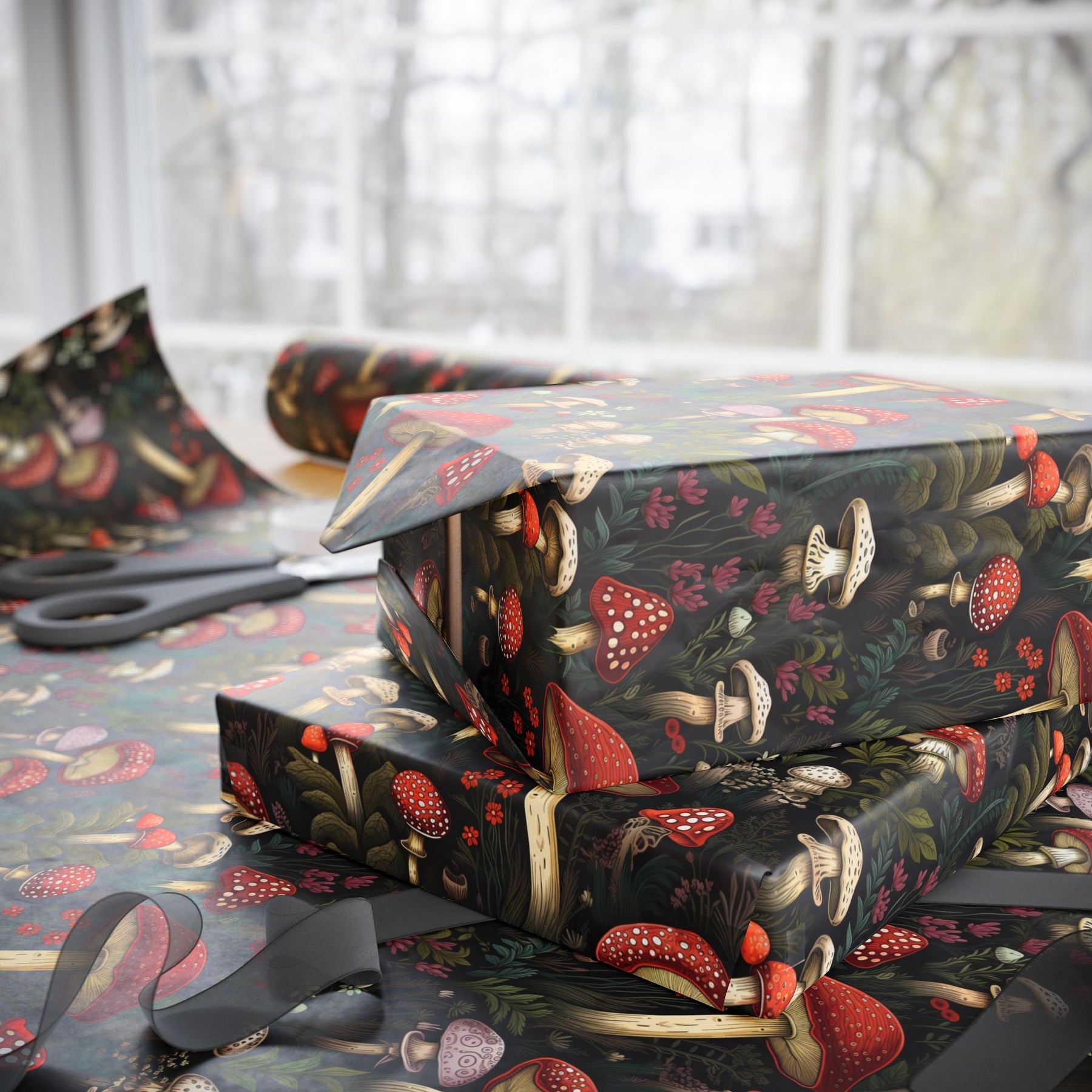 Dark Fungi Mushroom Gift Wrap - Goth Cloth Co.Home Decor21639729068367183440