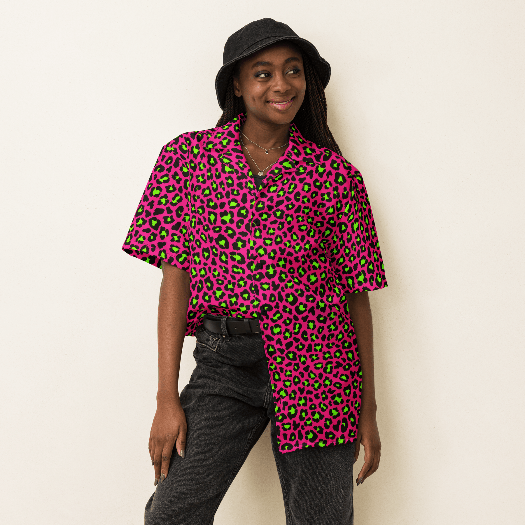Electric Leopard Print Button - Up Shirt - Goth Cloth Co.3197966_17117