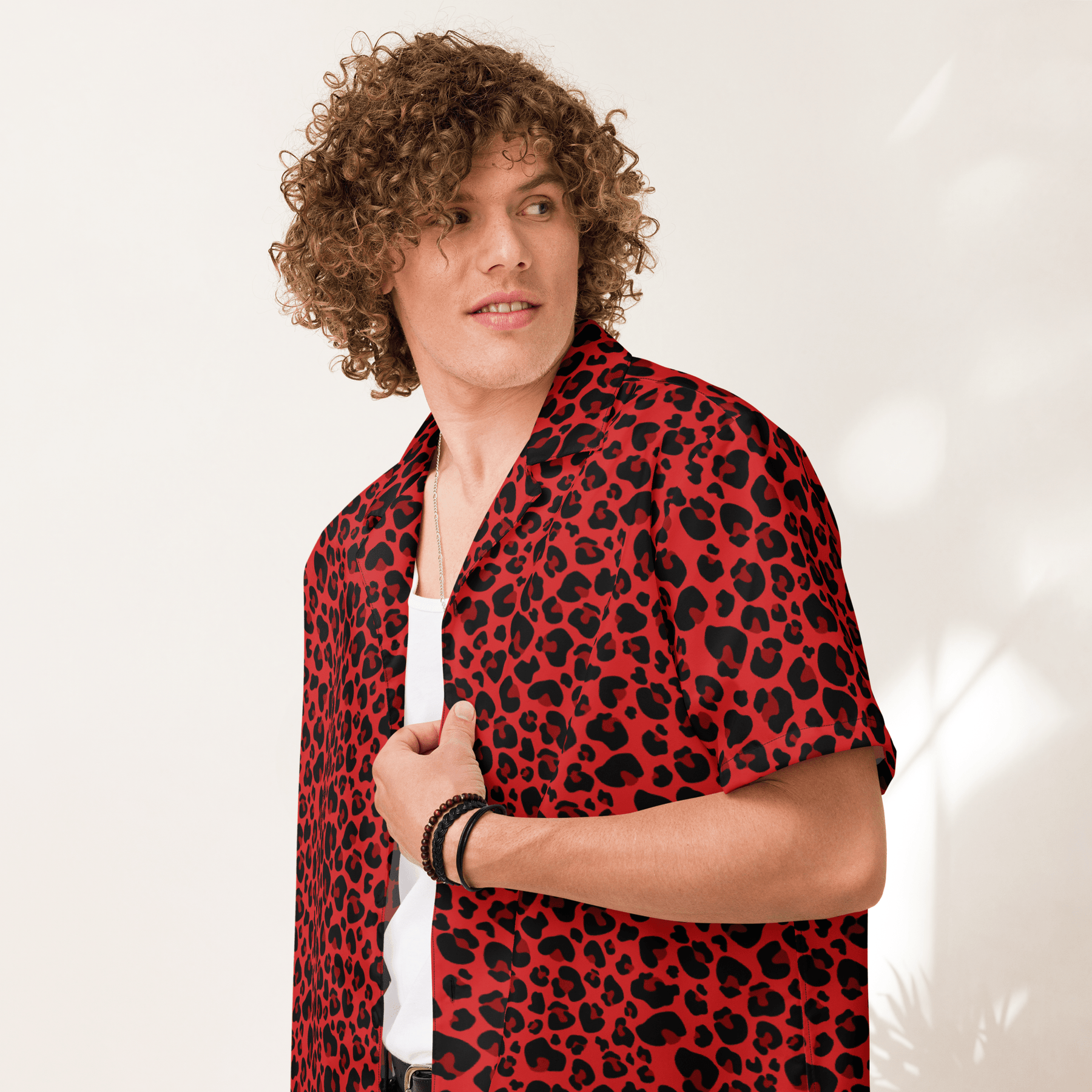 Feline Fever Red Cheetah Button - Up Shirt - Goth Cloth Co.2262370_17117