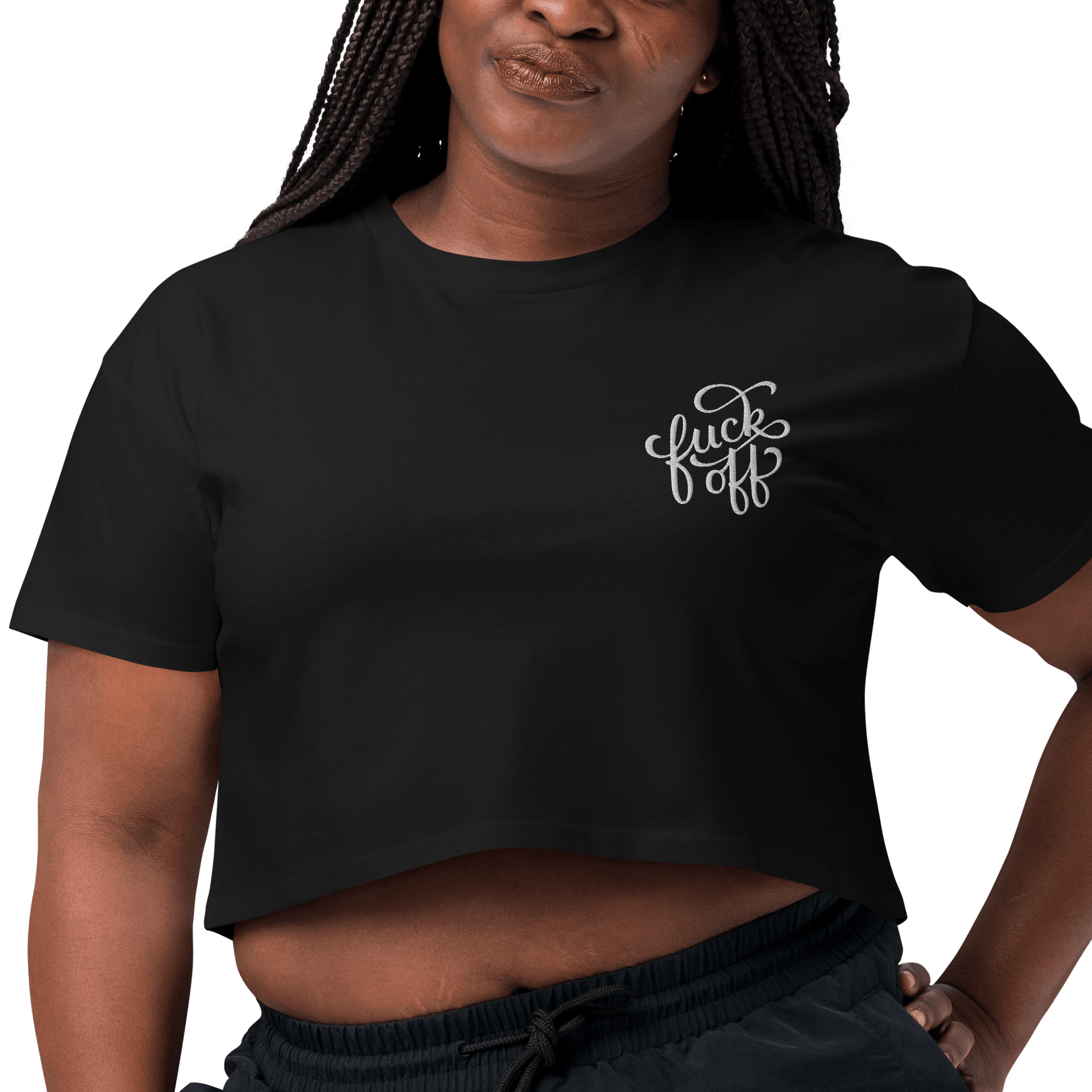 Fuck Off Embroidered Crop Top - Goth Cloth Co.9293605_16094