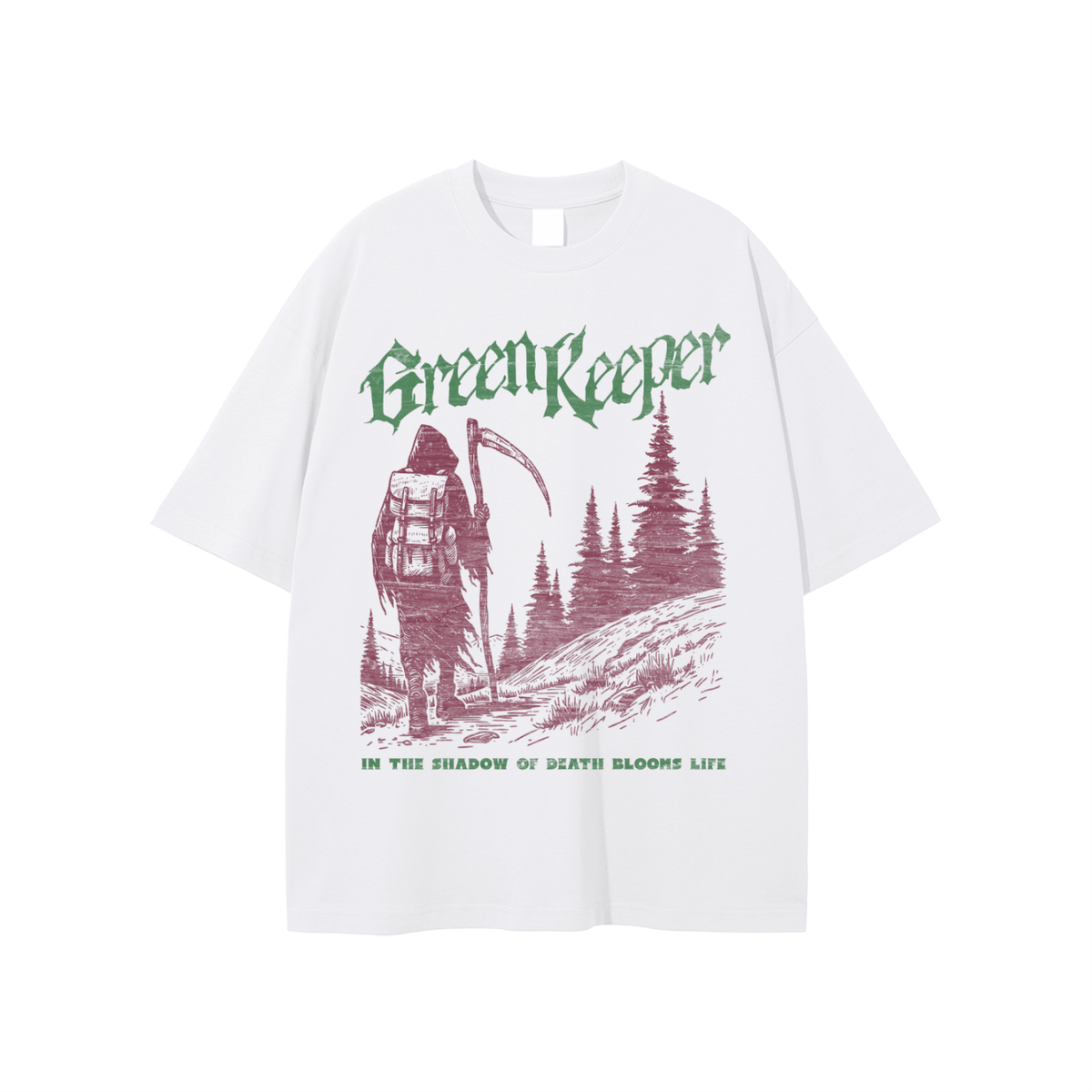 Green Keeper Grim Reaper Cotton Tee - Goth Cloth Co.250530PODPQ0084001