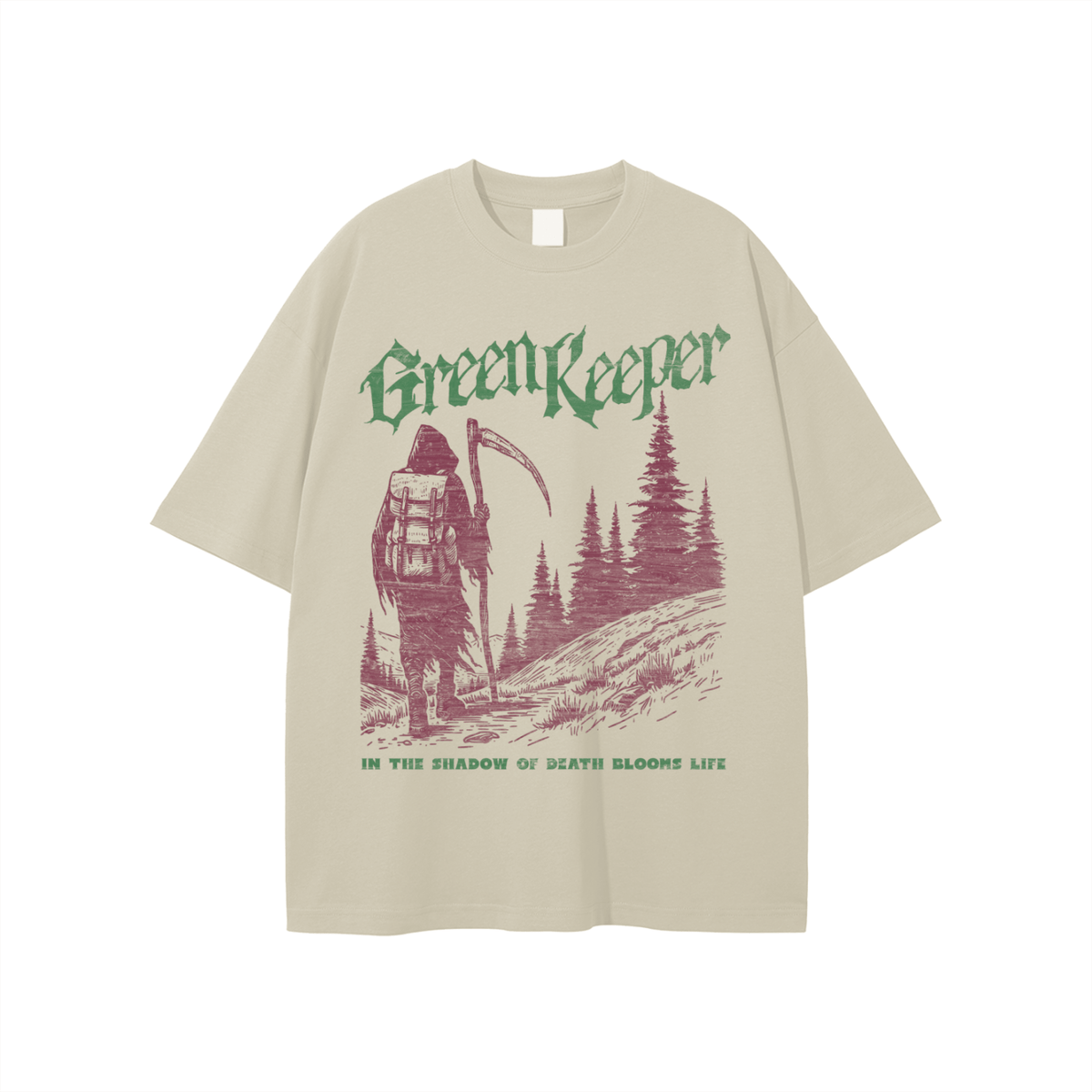 Green Keeper Grim Reaper Cotton Tee - Goth Cloth Co.250530PODPQ0084001