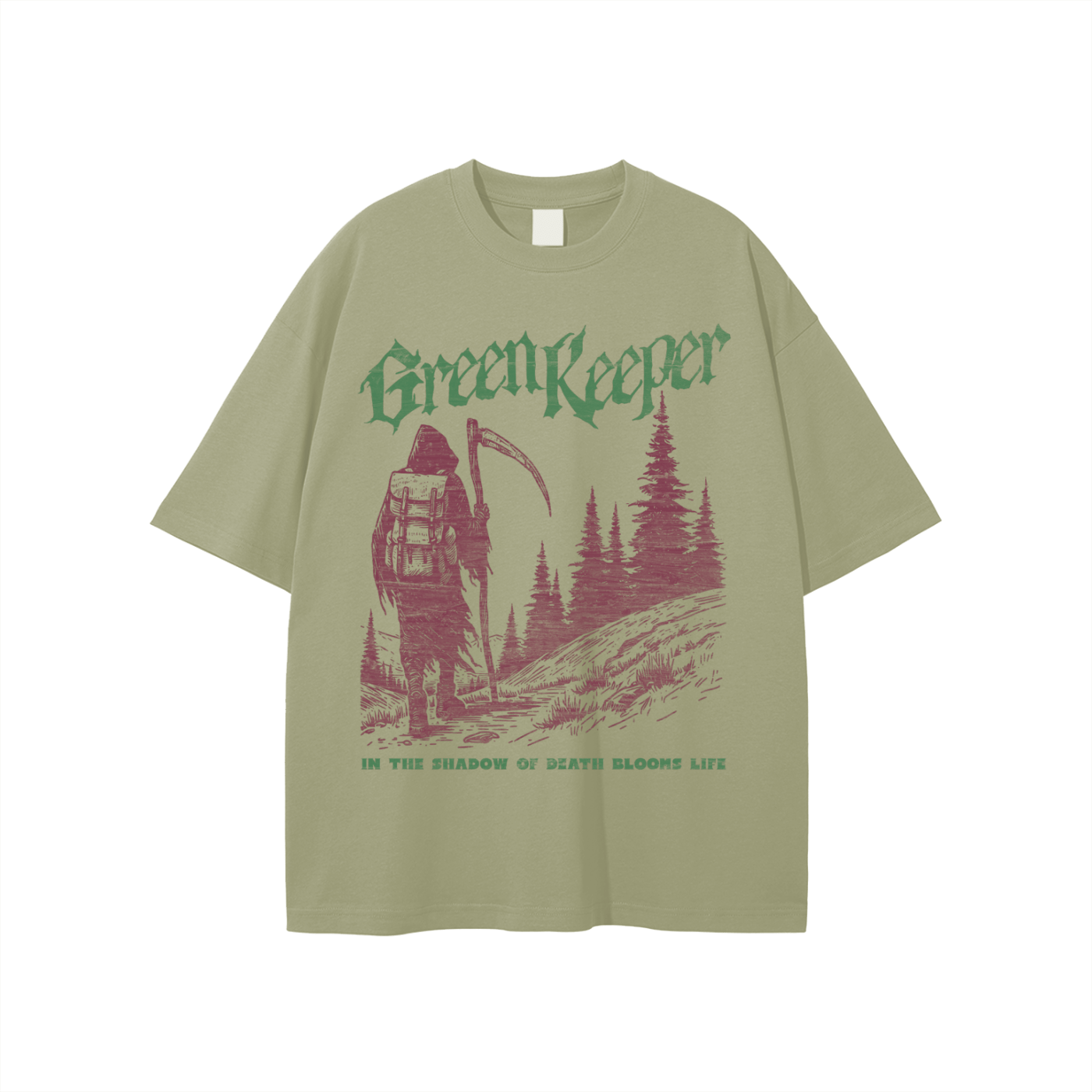 Green Keeper Grim Reaper Cotton Tee - Goth Cloth Co.250530PODPQ0084021