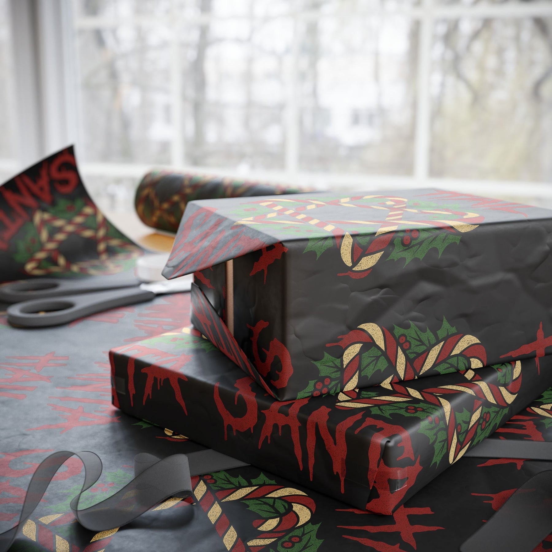 Hail Santa Gift Wrap - Goth Cloth Co.Home Decor10012696438398182638