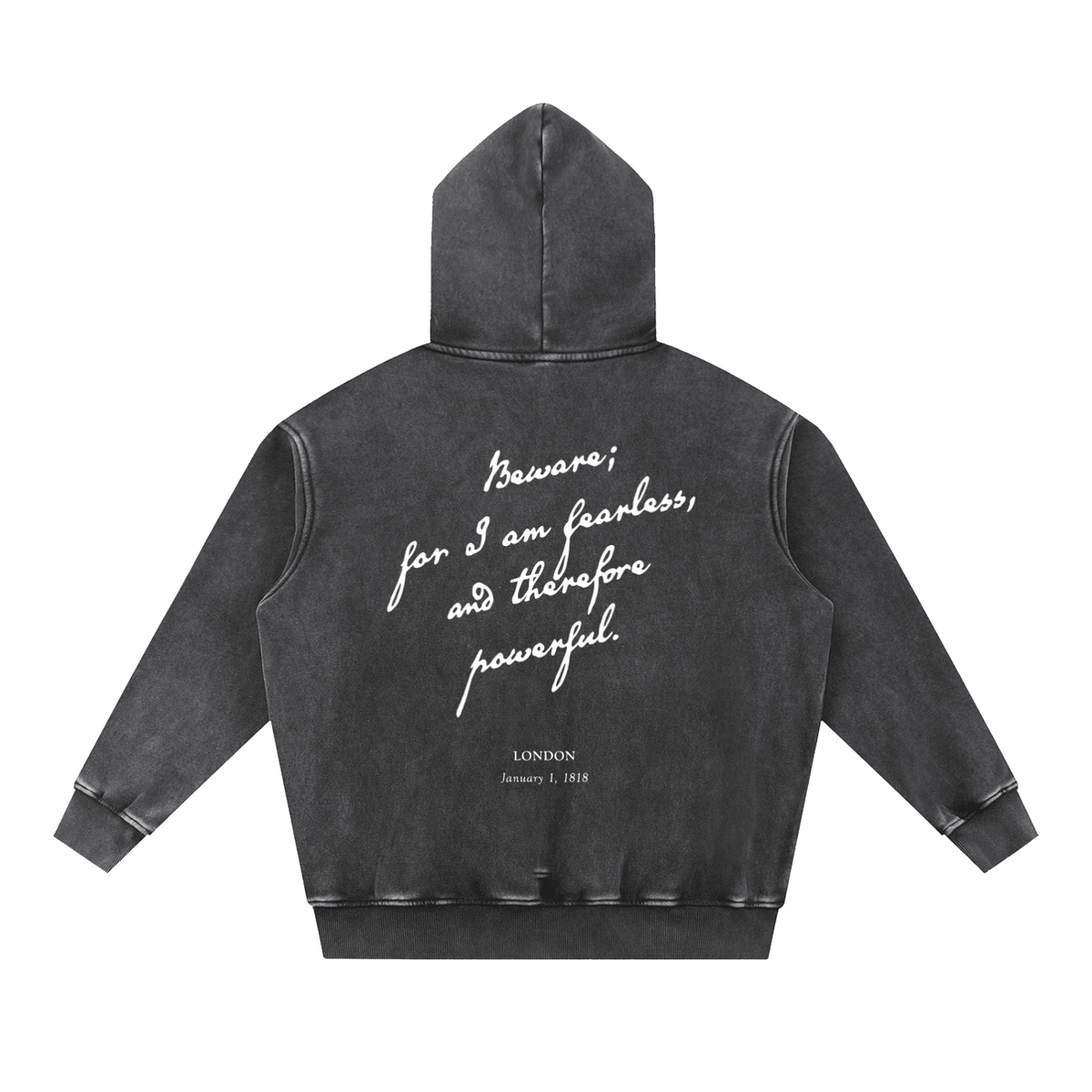 I am Fearless Frankenstein Vintage Wash Fleece Hoodie - Goth Cloth Co.gymwear261014PODRB0008#011