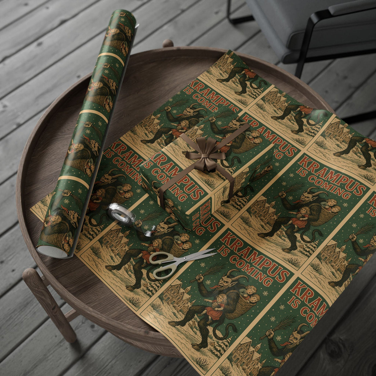 Krampus is Coming Gift Wrap - Goth Cloth Co.Home Decor21045273184183998138