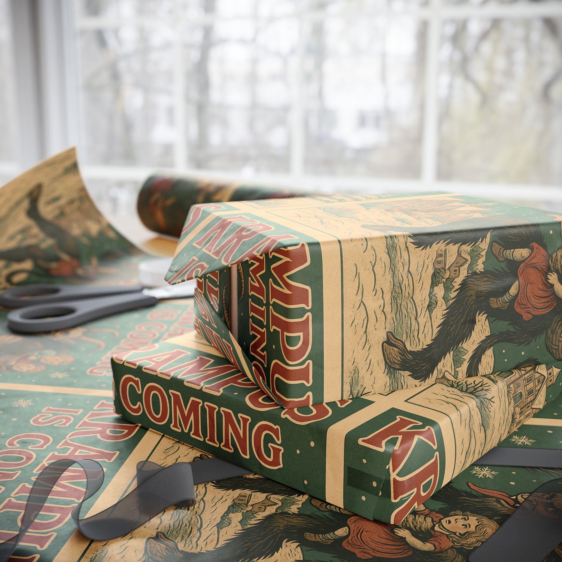 Krampus is Coming Gift Wrap - Goth Cloth Co.Home Decor21045273184183998138