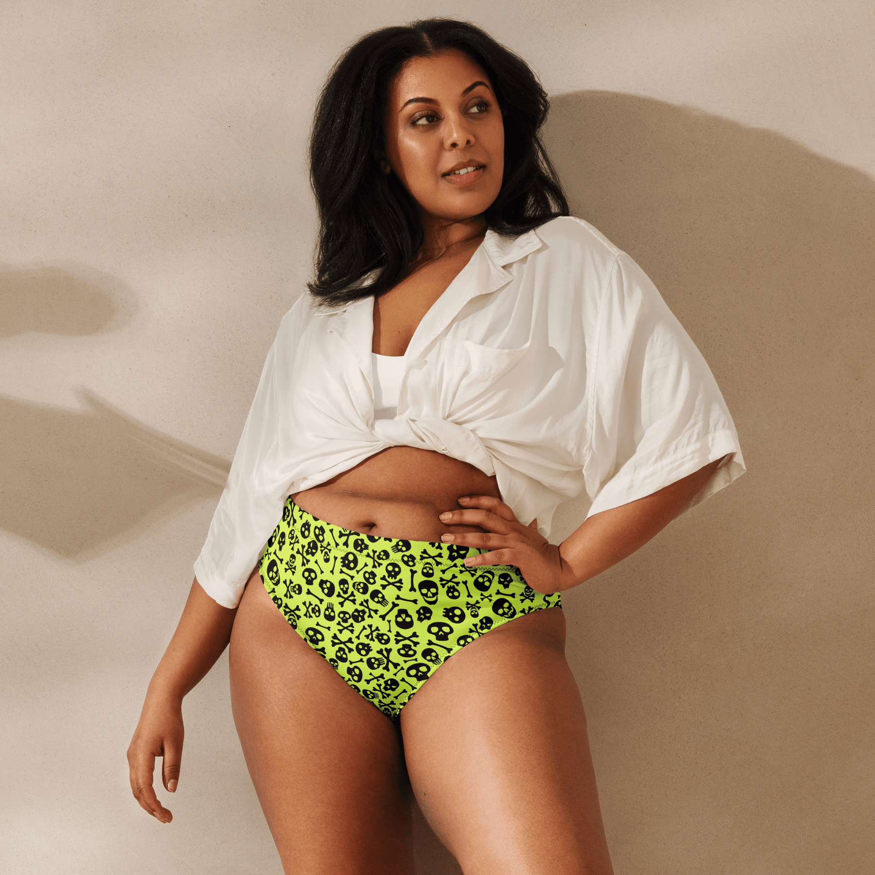 Lime Bones Sport High - Waisted Bikini Bottom - Goth Cloth Co.6533557_12042