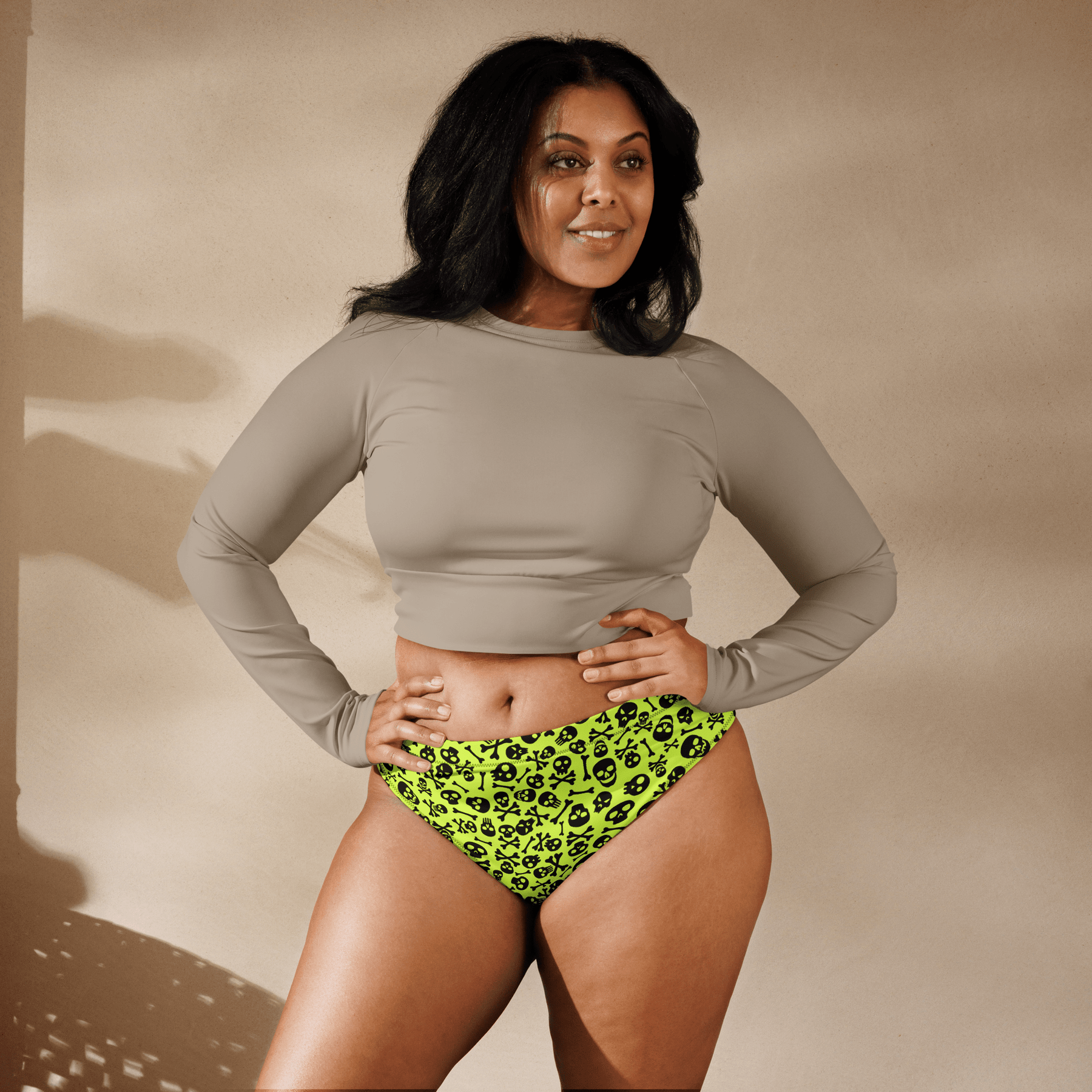 Lime Bones Sport High - Waisted Bikini Bottom - Goth Cloth Co.6533557_12042