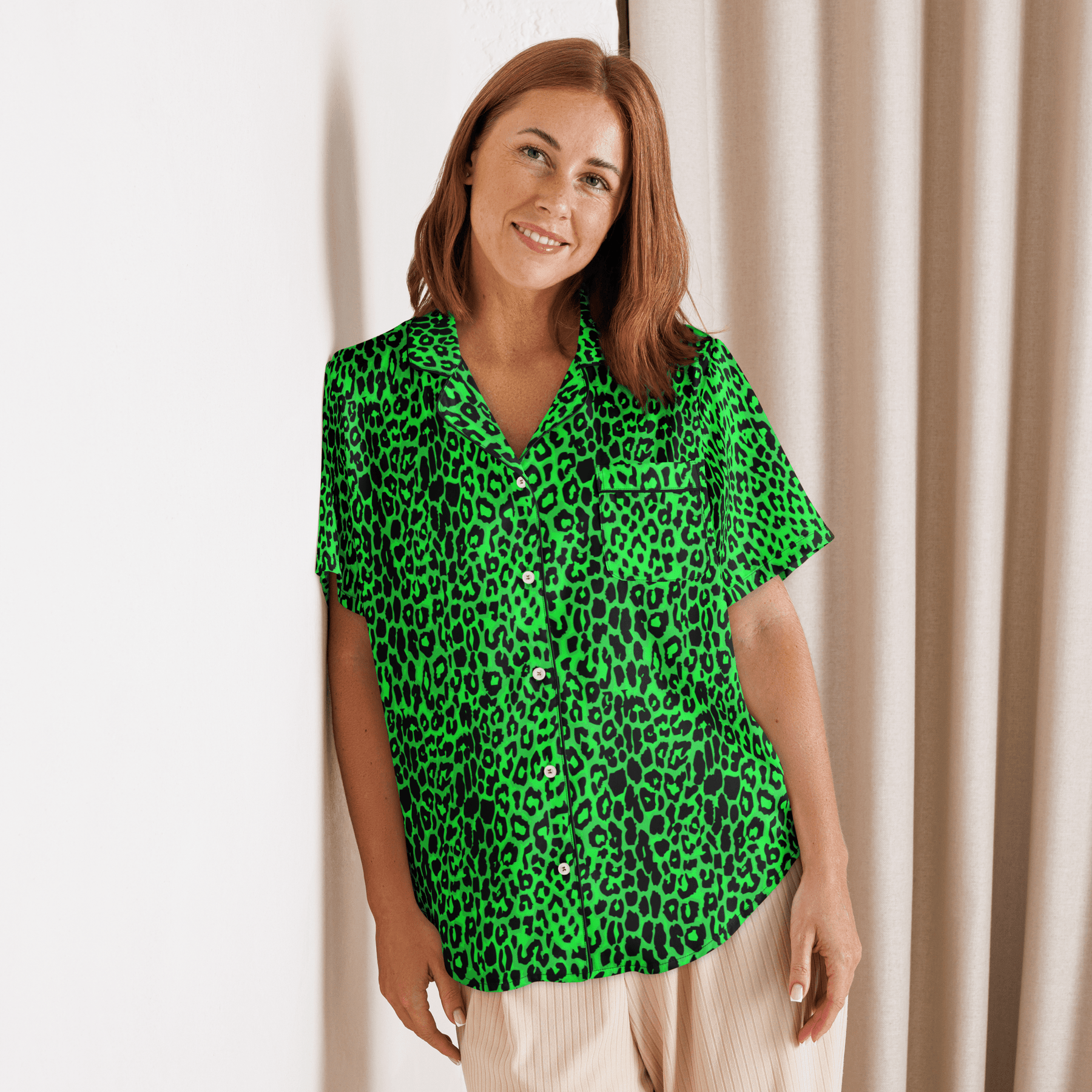 Lime Leopard Silky Pajama Top - Goth Cloth Co.7829852_20964