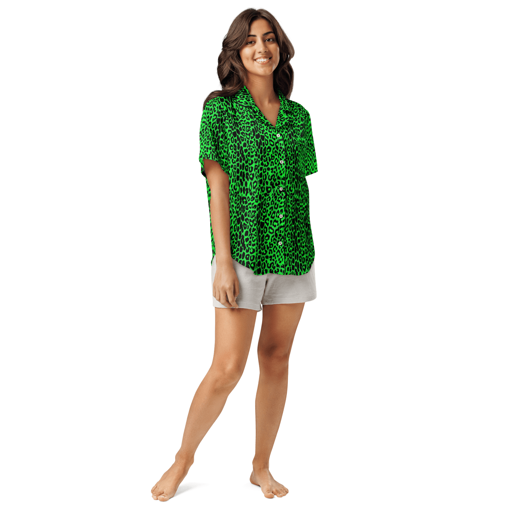 Lime Leopard Silky Pajama Top - Goth Cloth Co.7829852_20964