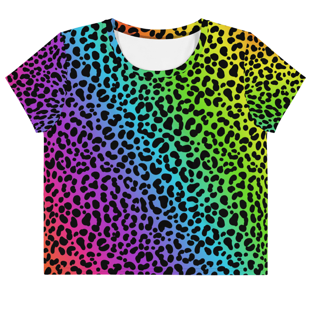 Lisa Freak Neon Leopard 90s Festival Crop Top
