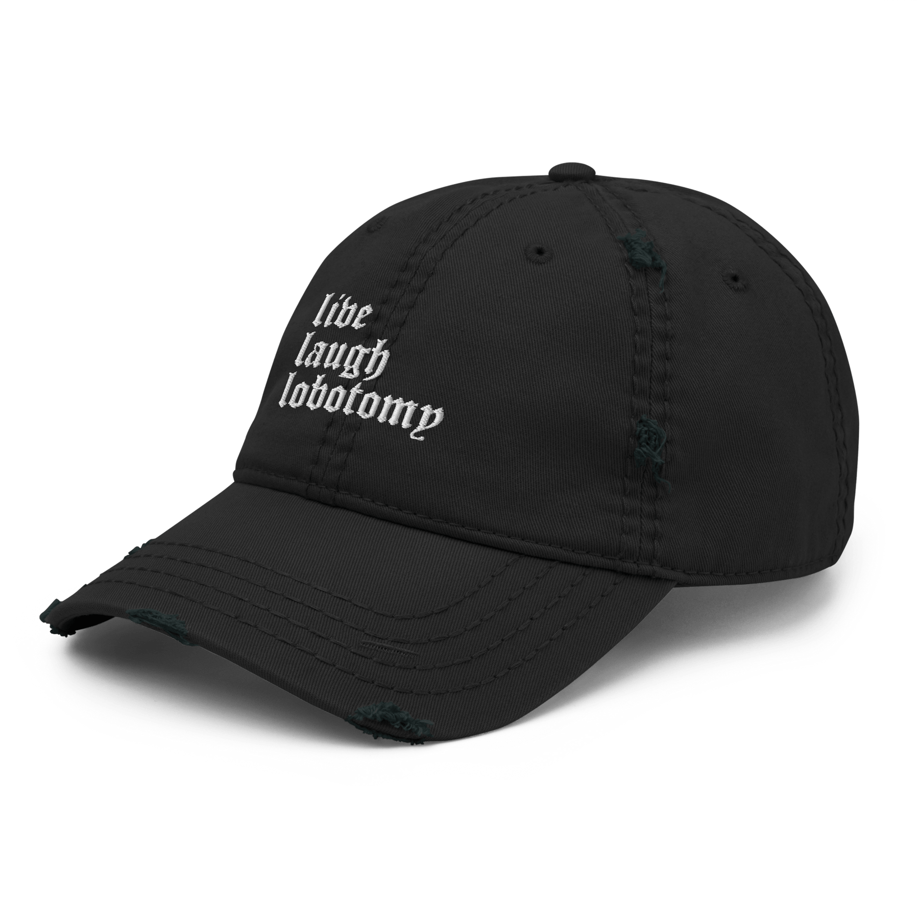 Live Laugh Lobotomy Distressed Dad Hat - Goth Cloth Co.9981531_10990