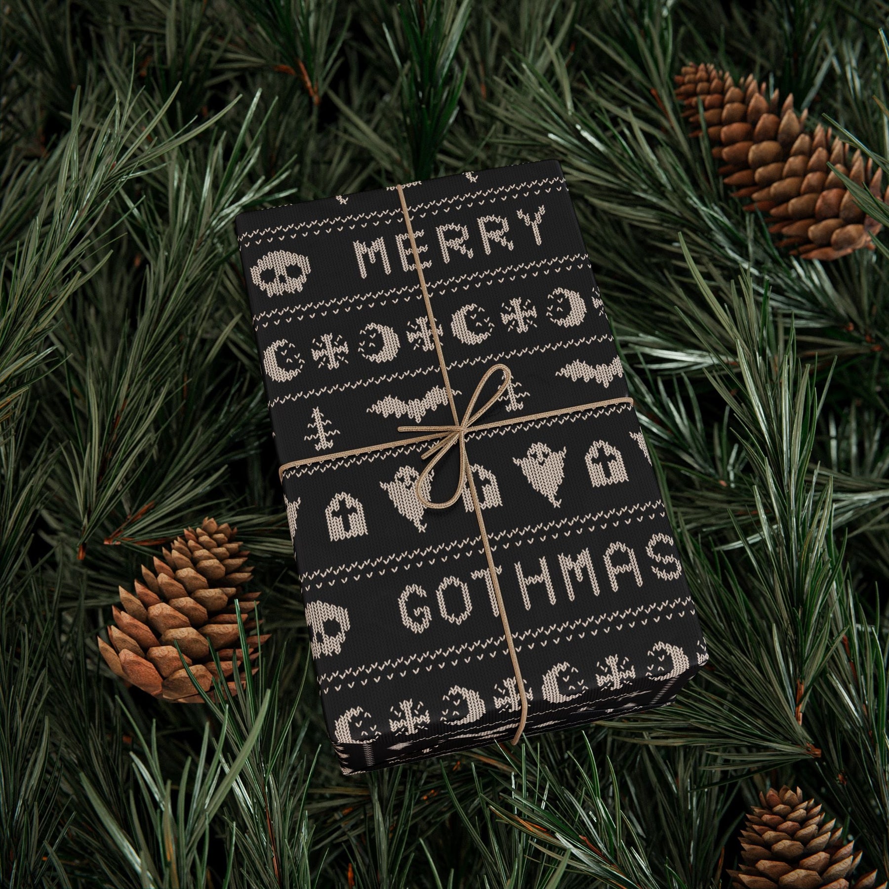 Merry Gothmas Black Spooky Gift Wrap - Goth Cloth Co.Home Decor31189042797305099581