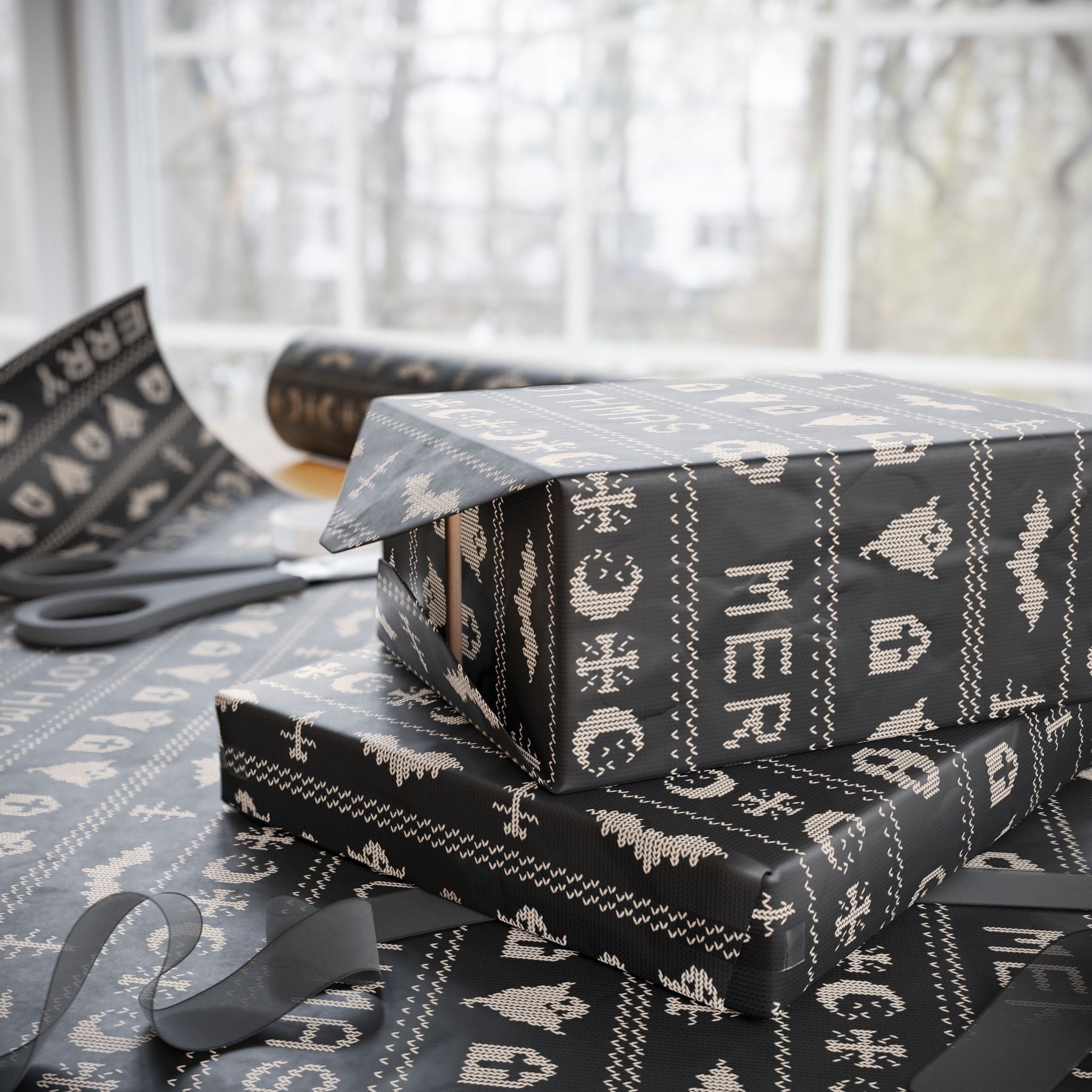 Merry Gothmas Black Spooky Gift Wrap - Goth Cloth Co.Home Decor31189042797305099581
