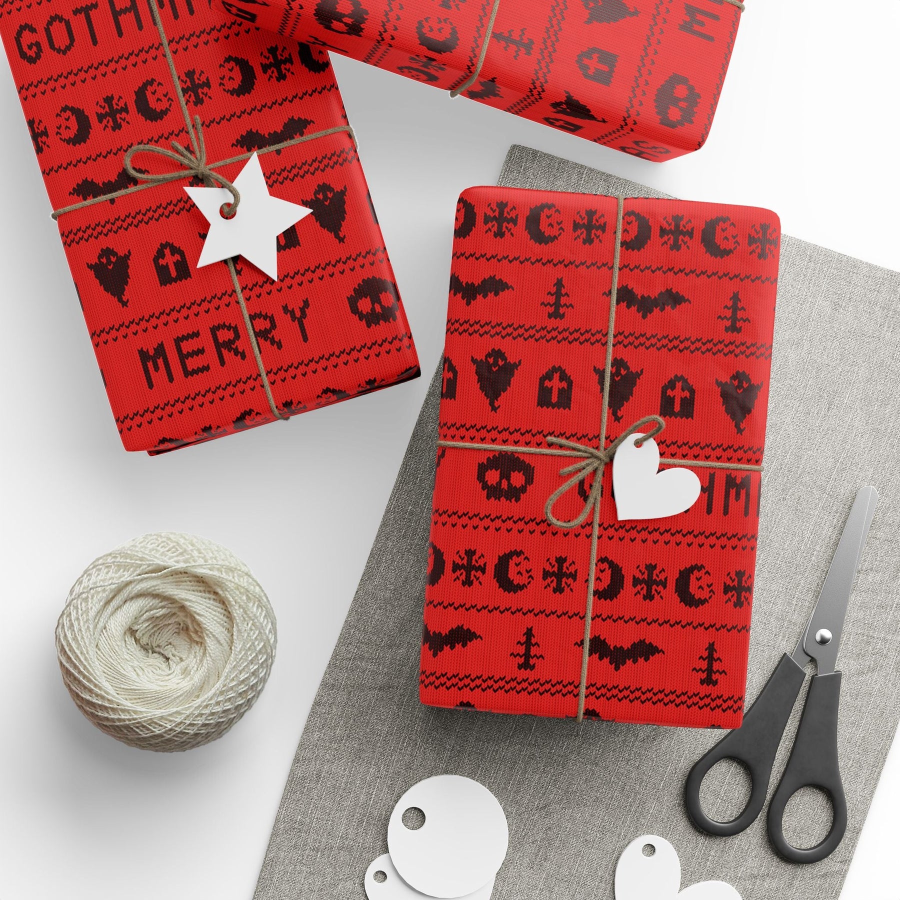 Merry Gothmas Red Spooky Gift Wrap - Goth Cloth Co.Home Decor30002343907502758631