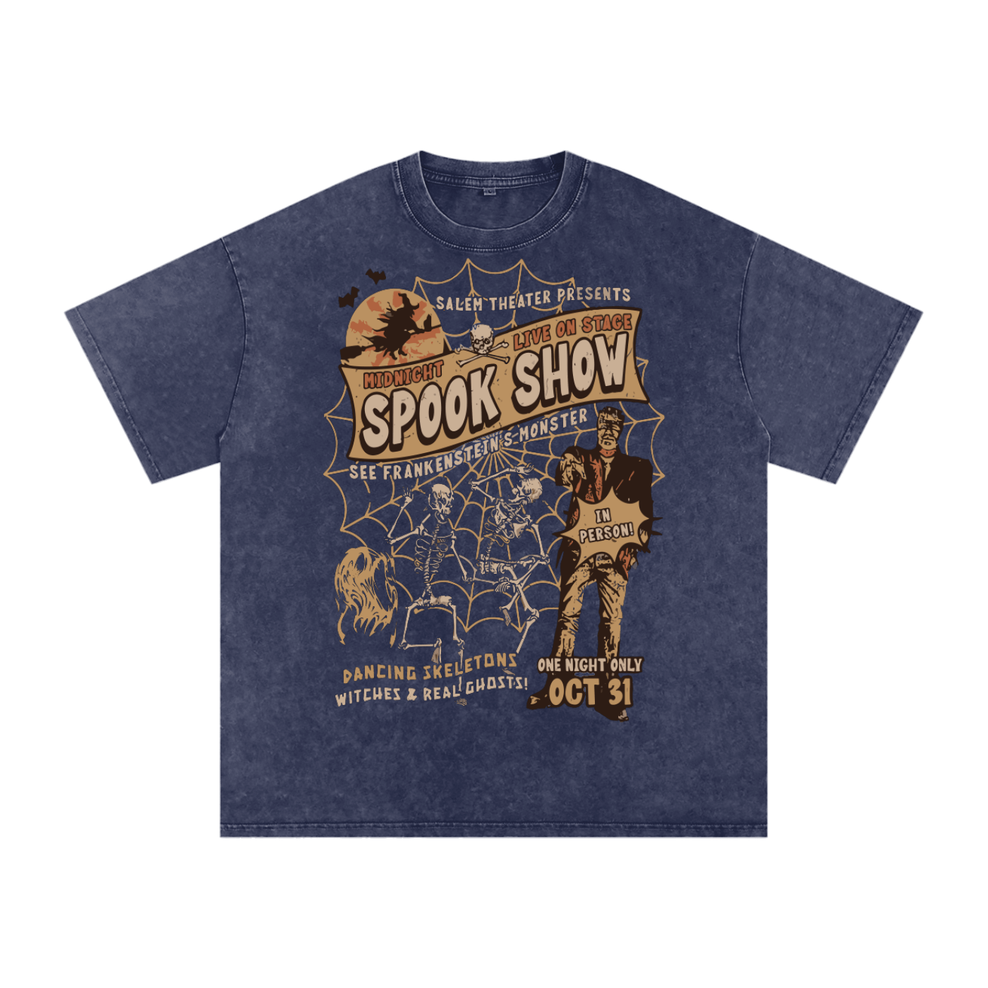 Midnight Spook Show Vintage Halloween Acid Wash T-Shirt - Goth Cloth Co.250806PODPQ0443016