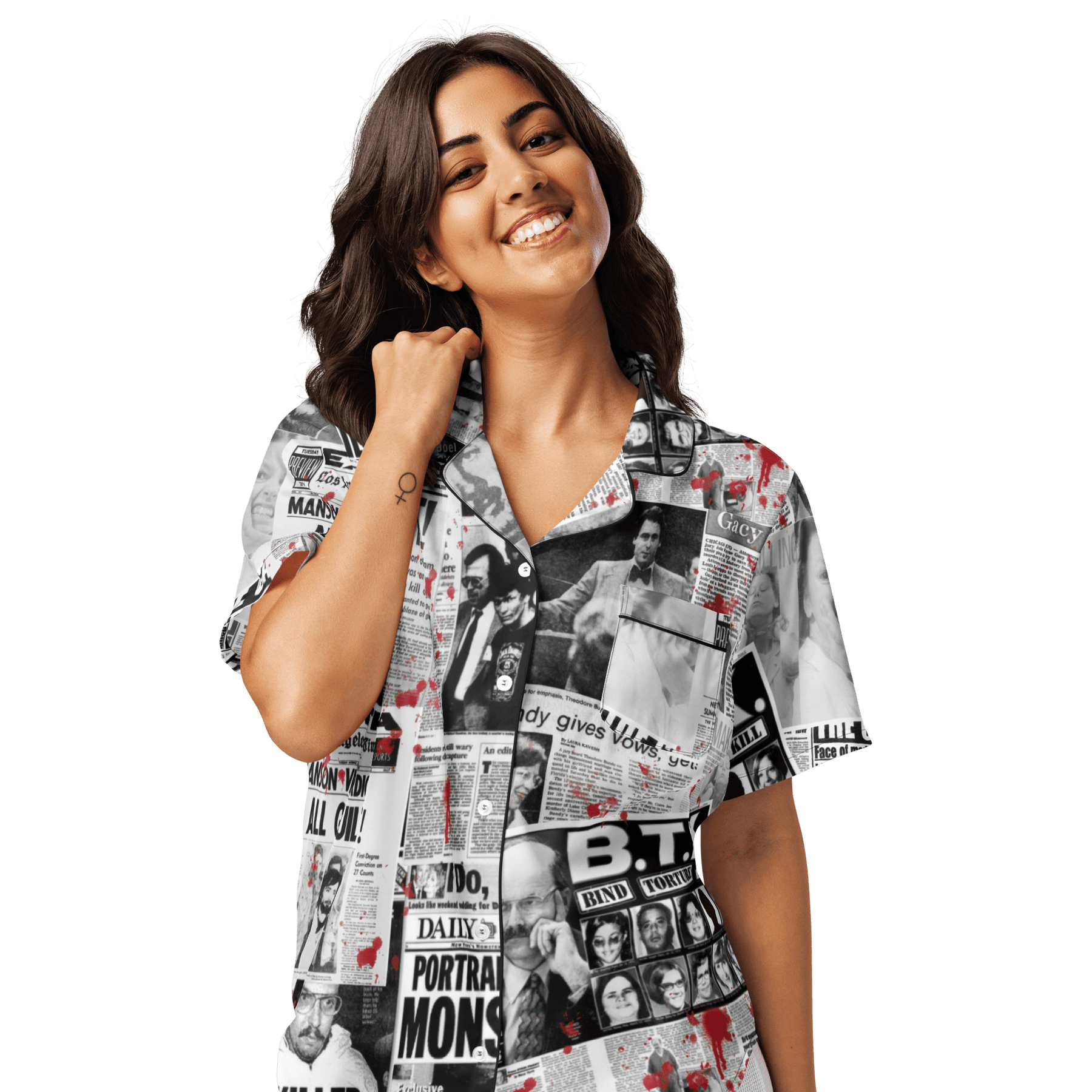 Murder Ink Silky Pajama Top - Goth Cloth Co.7699885_20964