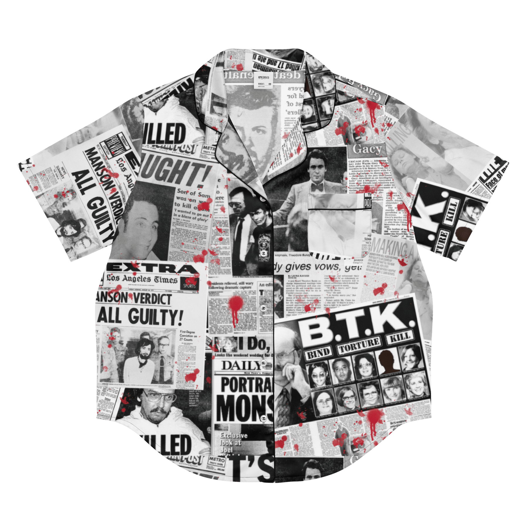 Murder Ink Silky Pajama Top - Goth Cloth Co.7699885_20964