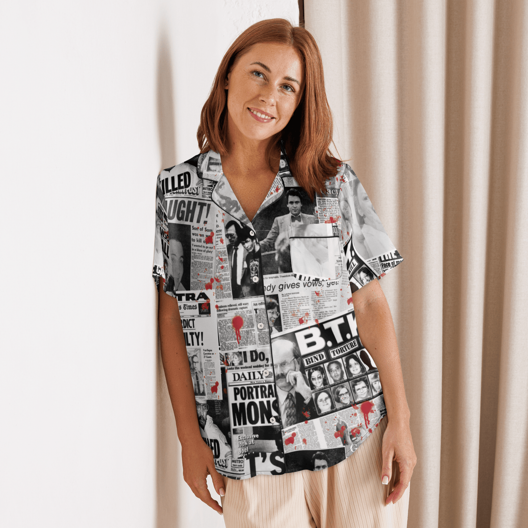 Murder Ink Silky Pajama Top - Goth Cloth Co.7699885_20964