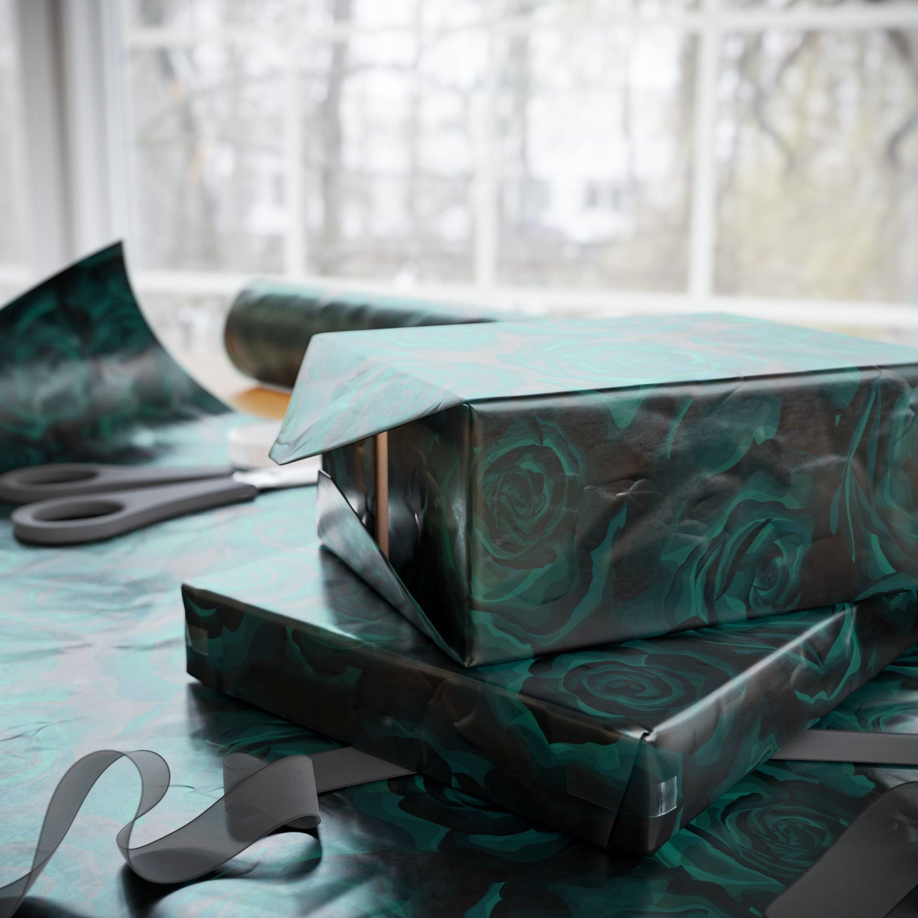 Neon Roses Gothic Spooky Gift Wrap - Goth Cloth Co.Home Decor33342437013995002063