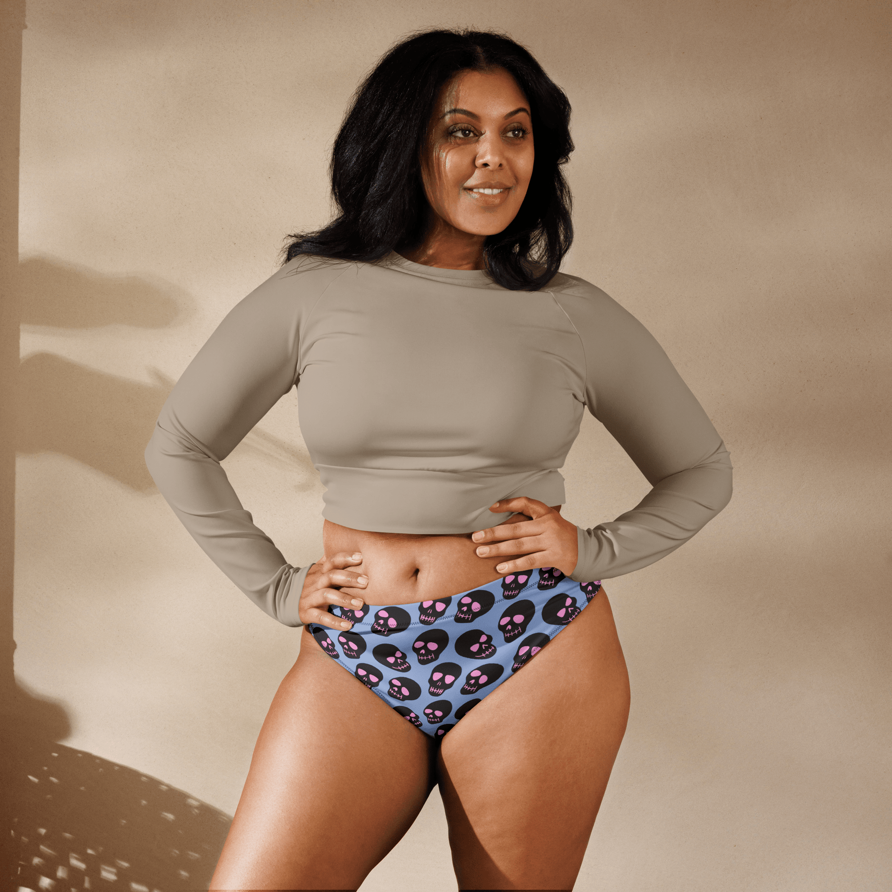 Neon Skull Sport High - Waisted Bikini Bottom - Goth Cloth Co.3278217_12042