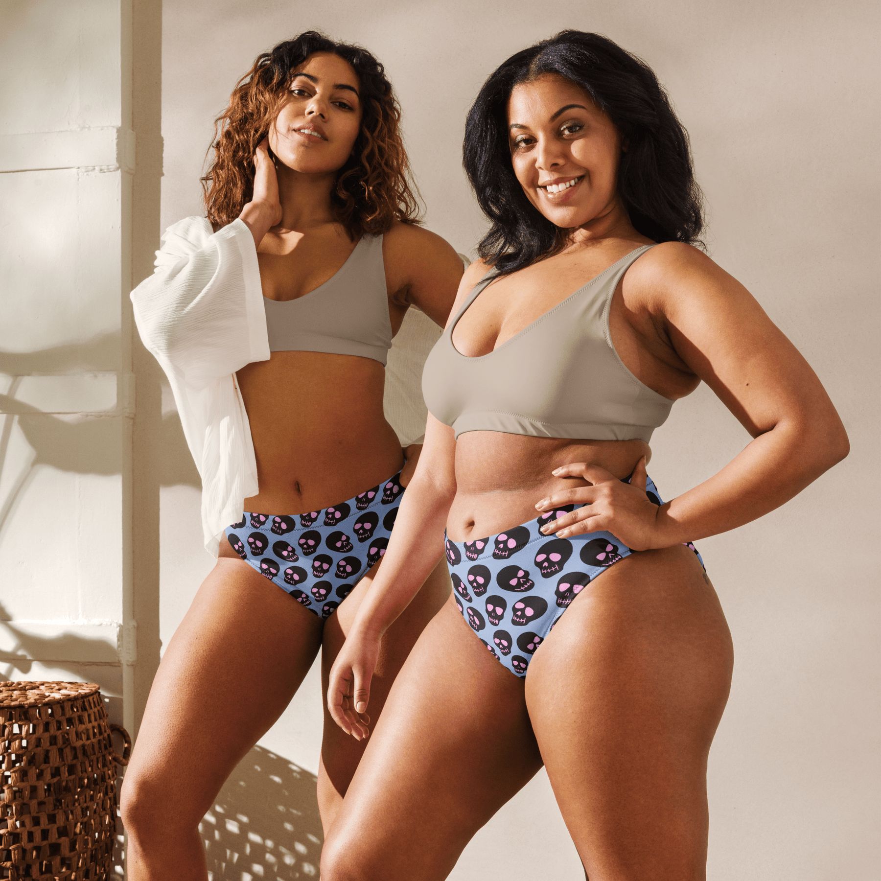 Neon Skull Sport High - Waisted Bikini Bottom - Goth Cloth Co.3278217_12042