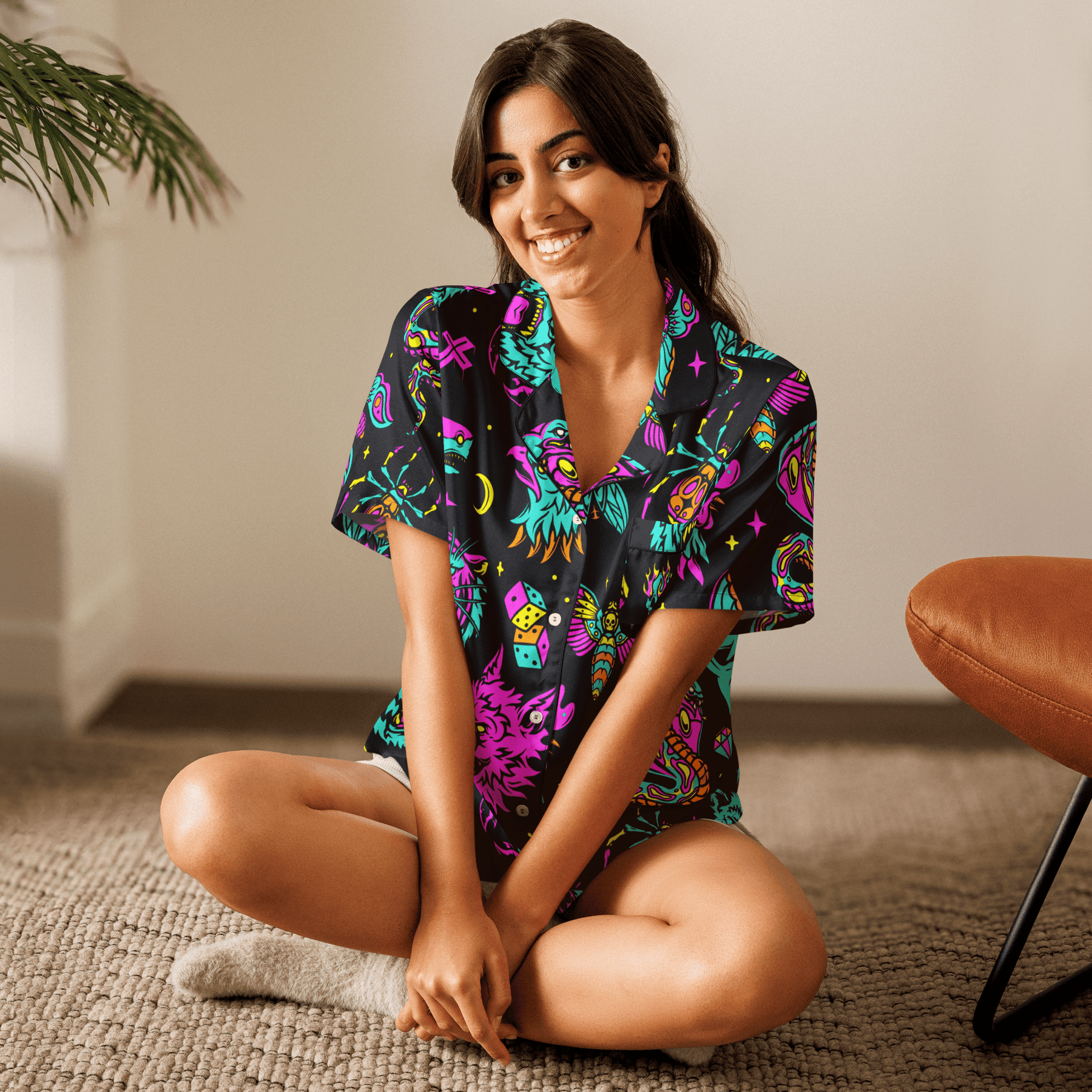 Neon Traditional Silky Pajama Top - Goth Cloth Co.7553824_20964