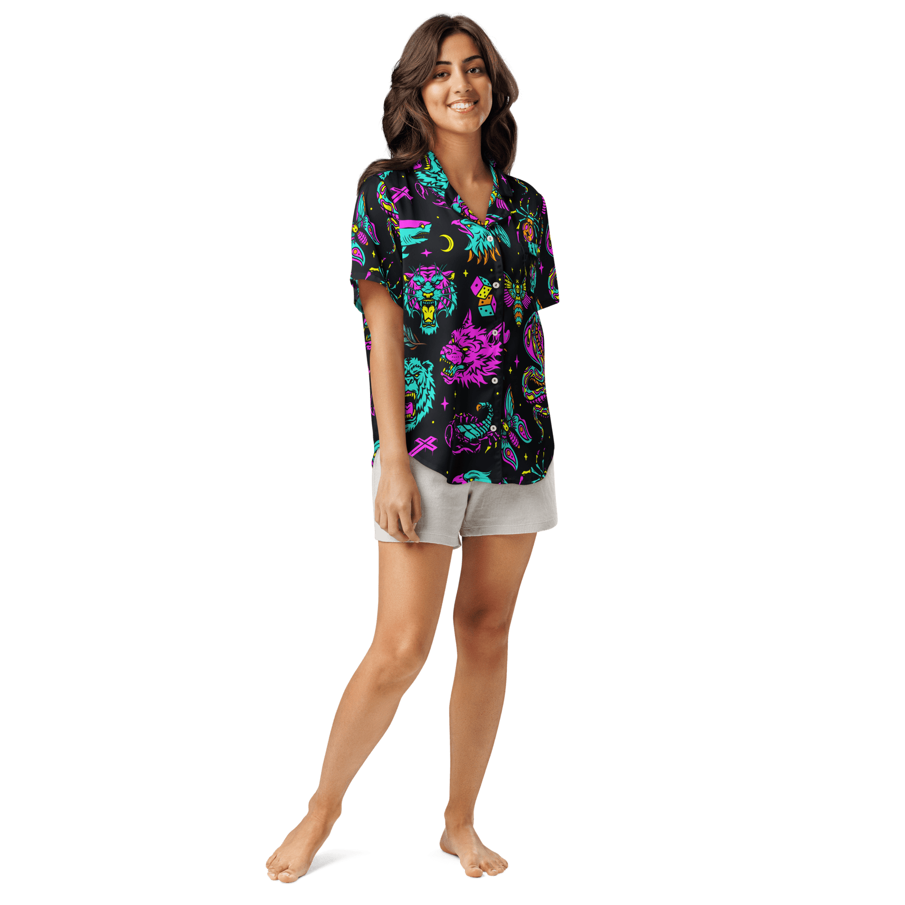 Neon Traditional Silky Pajama Top - Goth Cloth Co.7553824_20964