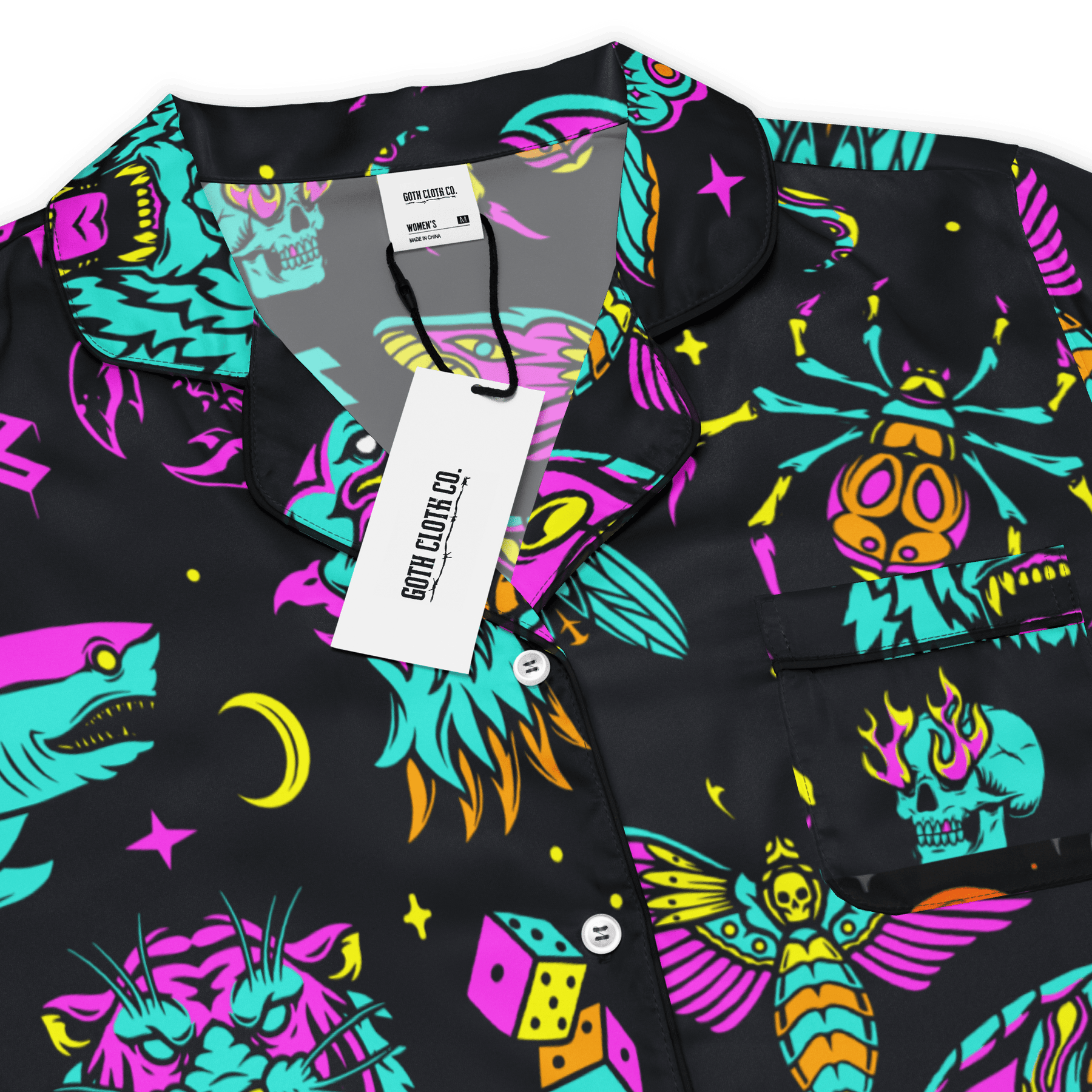 Neon Traditional Silky Pajama Top - Goth Cloth Co.7553824_20964
