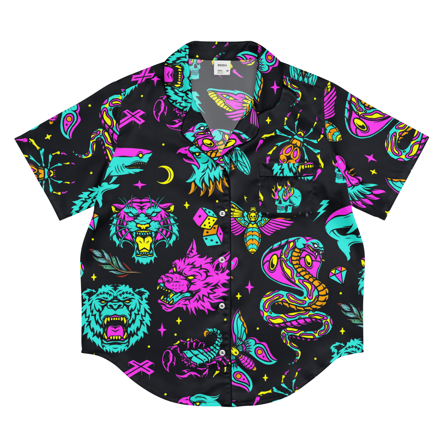 Neon Traditional Silky Pajama Top - Goth Cloth Co.7553824_20964