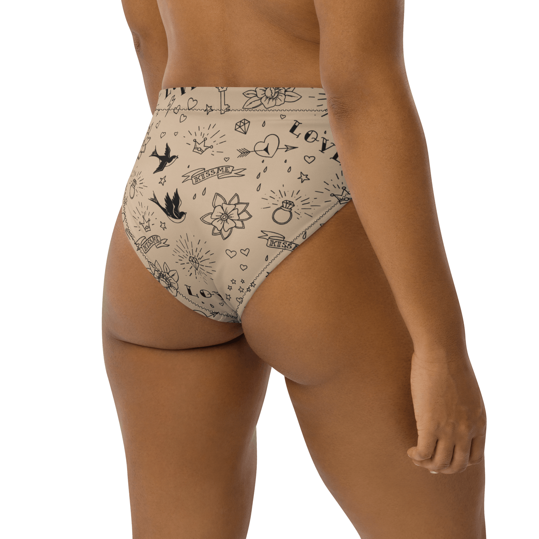 Nude Tattoo Sport High - Waisted Bikini Bottom - Goth Cloth Co.9963943_12042