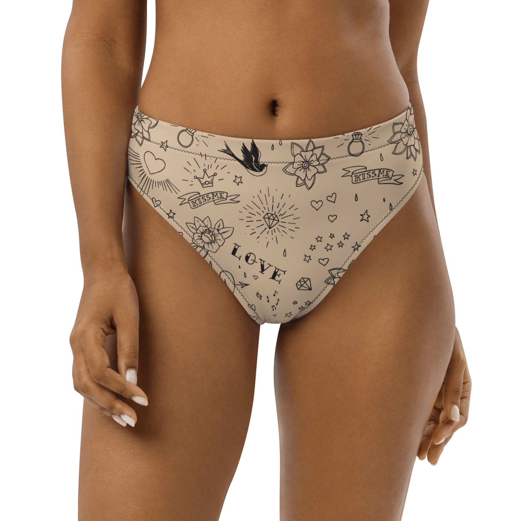 Nude Tattoo Sport High - Waisted Bikini Bottom - Goth Cloth Co.9963943_12042
