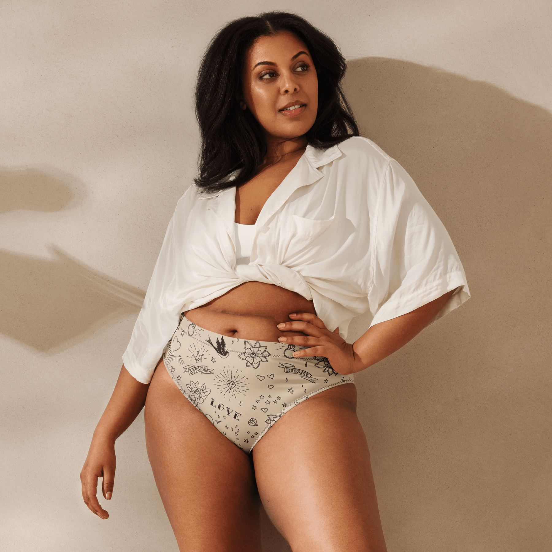 Nude Tattoo Sport High - Waisted Bikini Bottom - Goth Cloth Co.9963943_12042