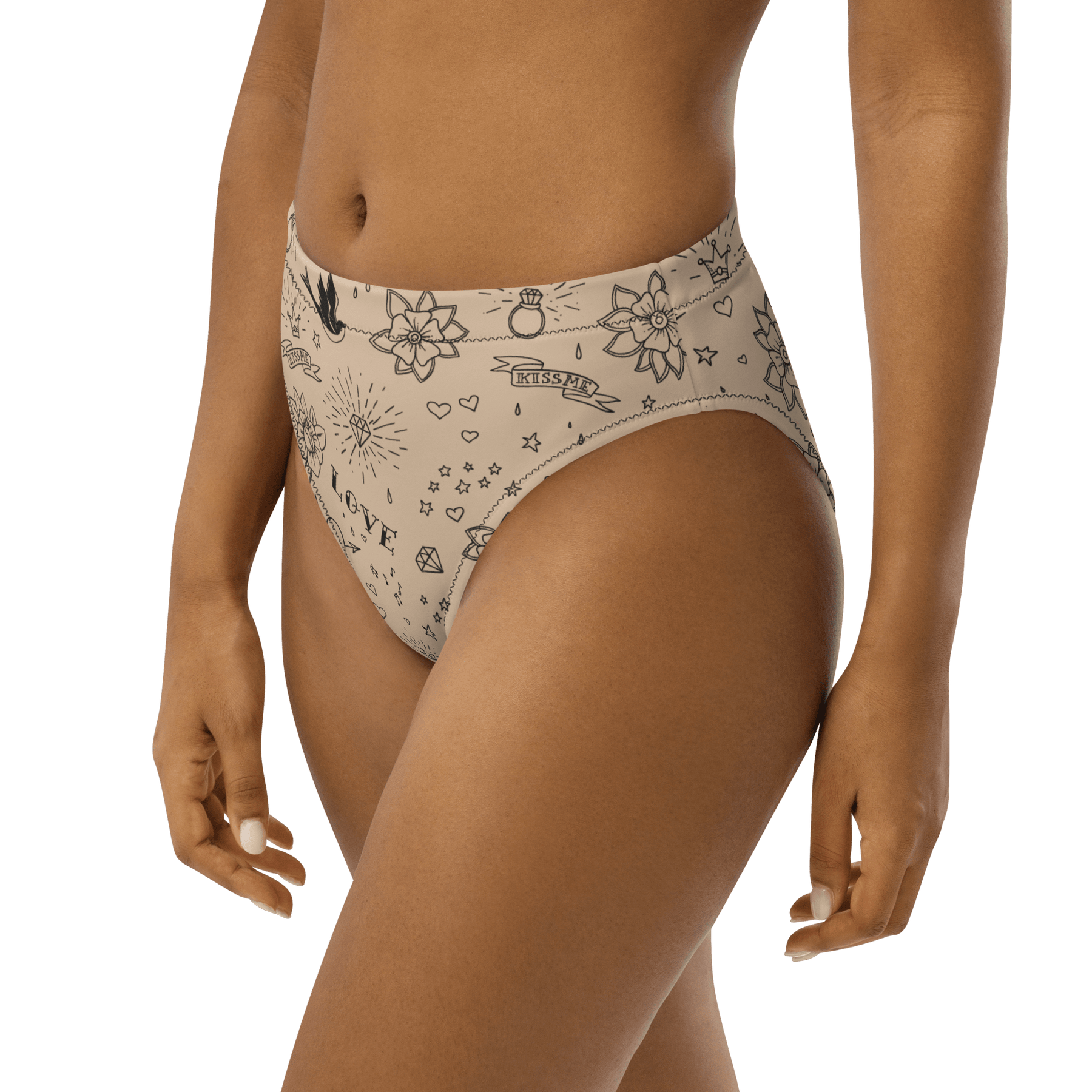 Nude Tattoo Sport High - Waisted Bikini Bottom - Goth Cloth Co.9963943_12042