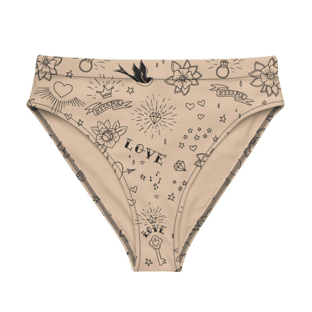 Nude Tattoo Sport High - Waisted Bikini Bottom - Goth Cloth Co.9963943_12042