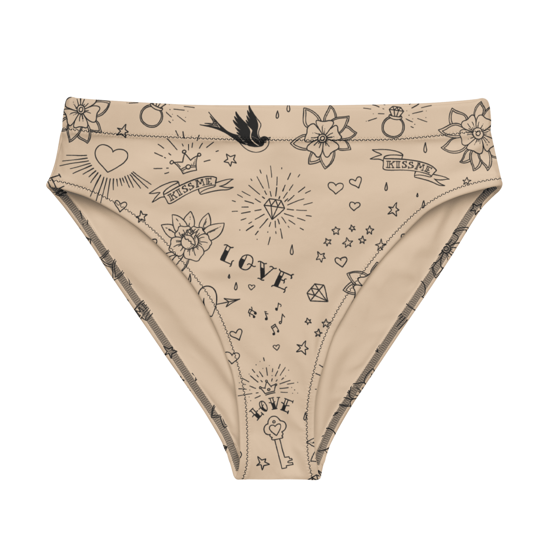 Nude Tattoo Sport High - Waisted Bikini Bottom - Goth Cloth Co.9963943_12042