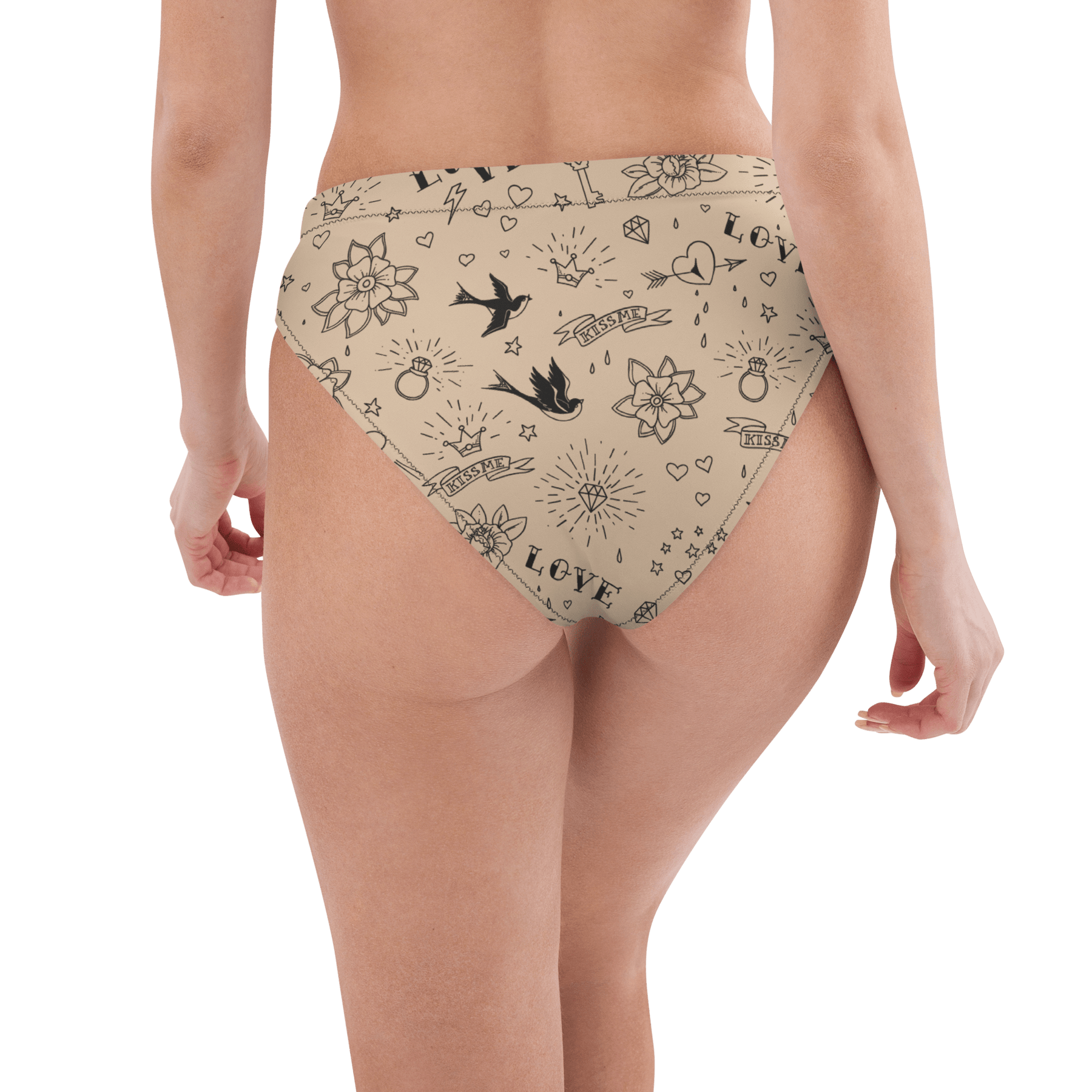 Nude Tattoo Sport High - Waisted Bikini Bottom - Goth Cloth Co.9963943_12042