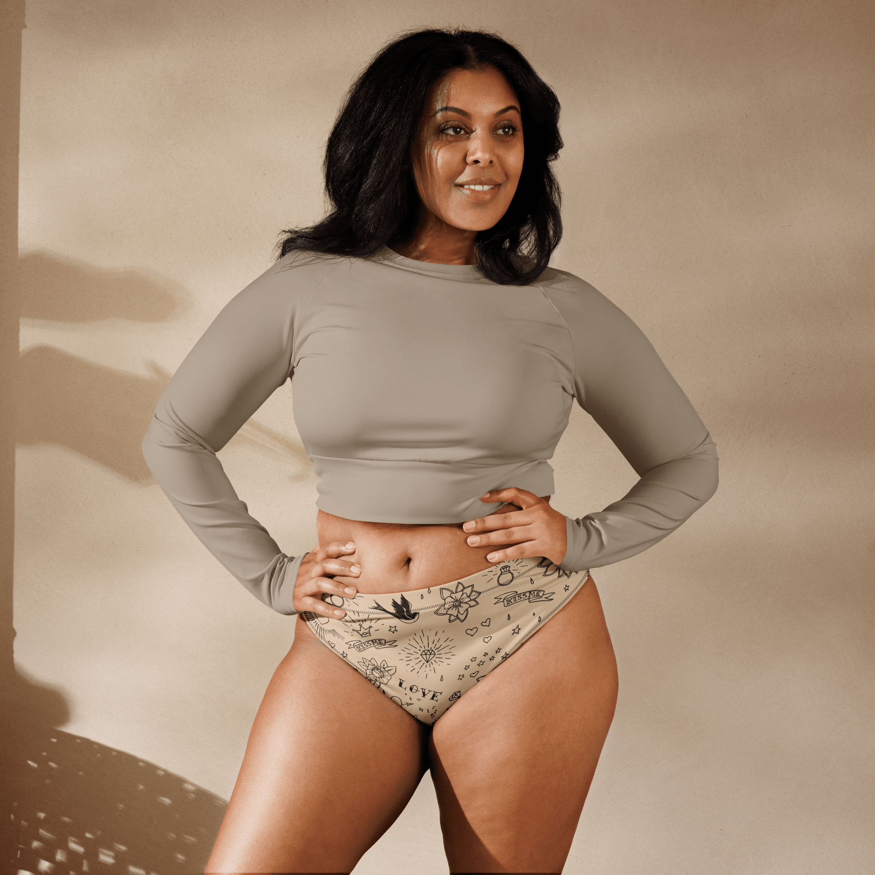 Nude Tattoo Sport High - Waisted Bikini Bottom - Goth Cloth Co.9963943_12042